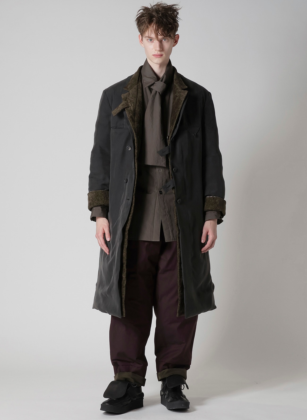 Yohji Yamamoto スーツ サイズ3 LINEN VELVET 3 BUTTONS DIAGONAL PADDED LONG JACKET(M Khaki