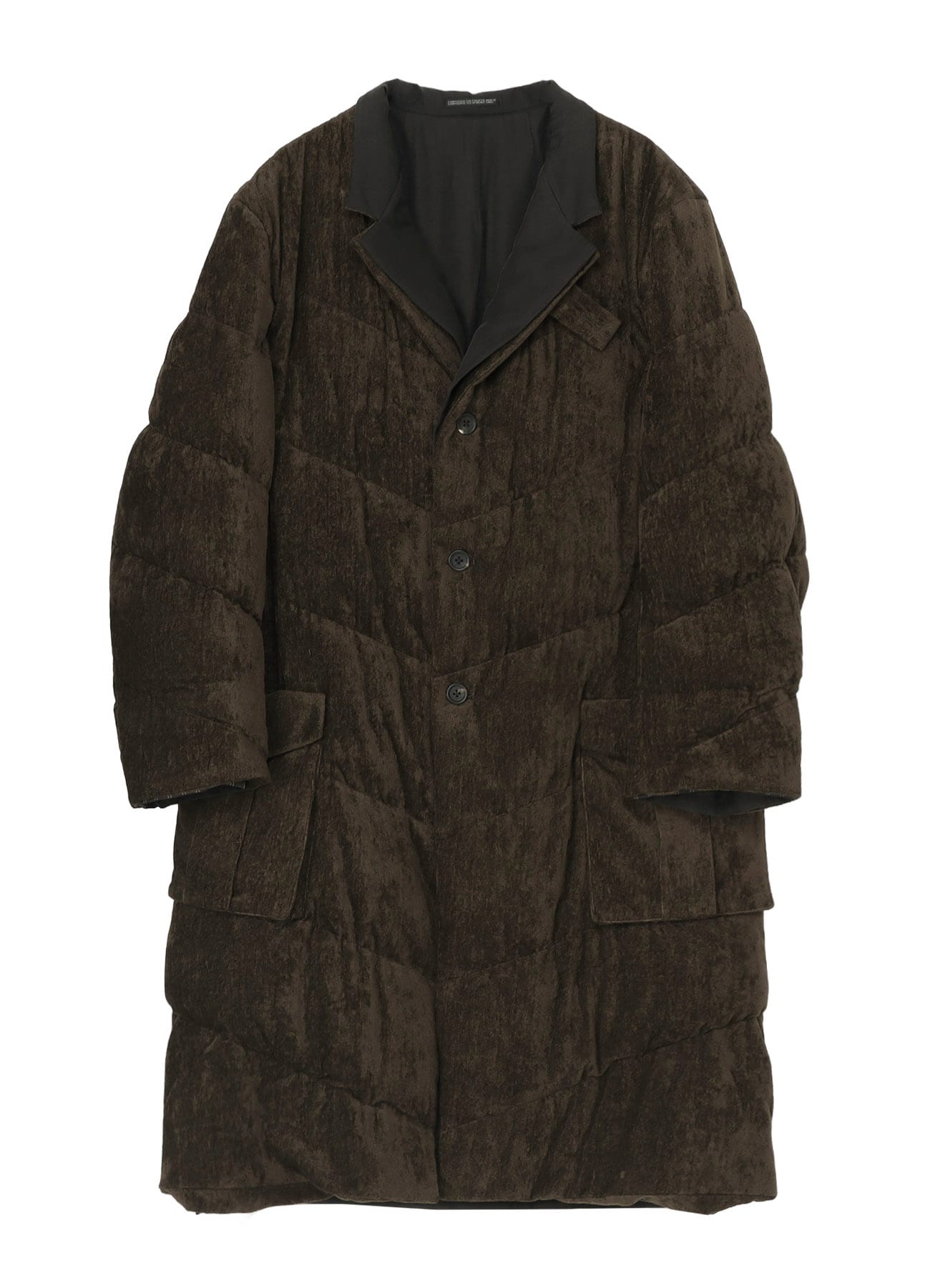 DNOT─linokekenaリネントート□Semi-order LINEN VELVET 3 BUTTONS DIAGONAL PADDED LONG JACKET(M Khaki