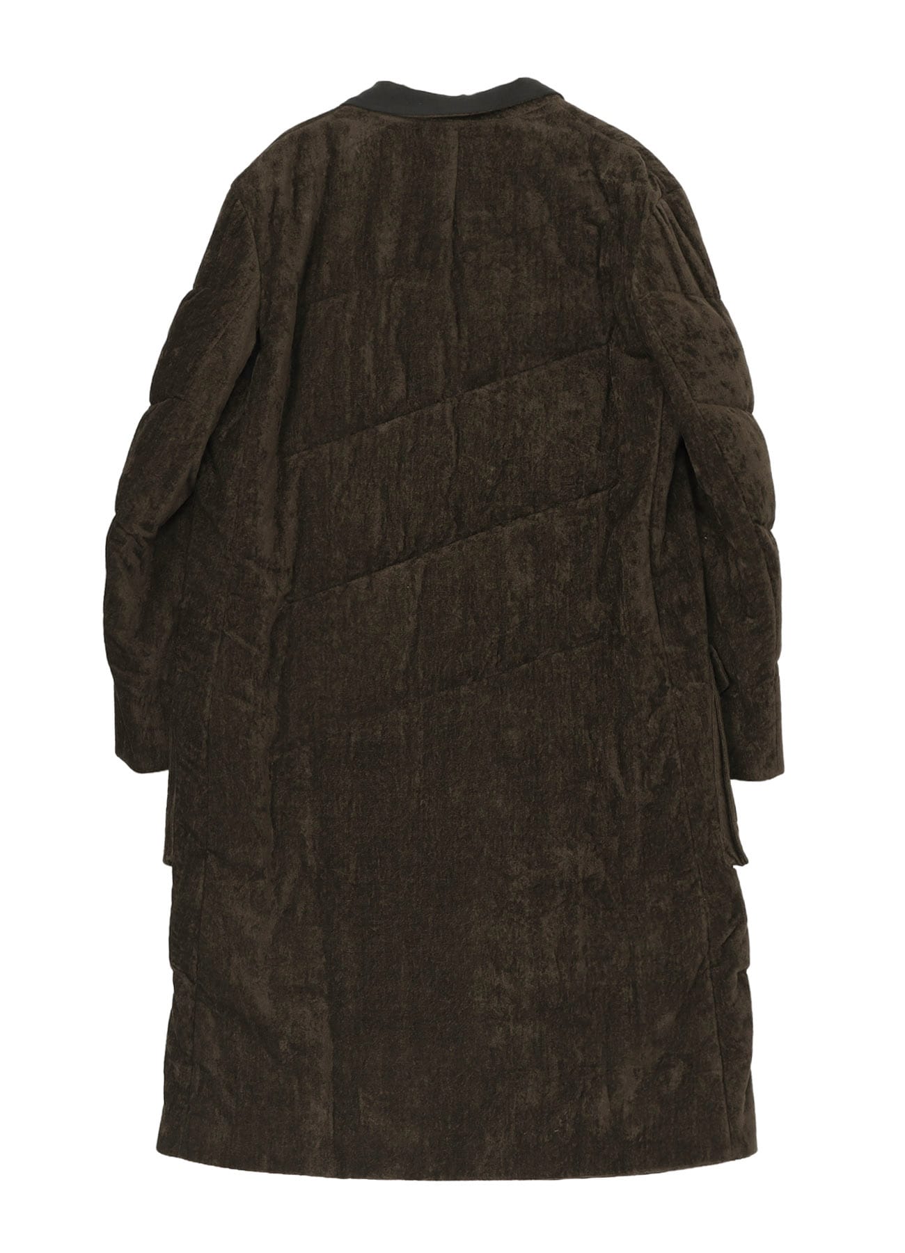 LINEN VELVET 3 BUTTONS DIAGONAL PADDED LONG JACKET