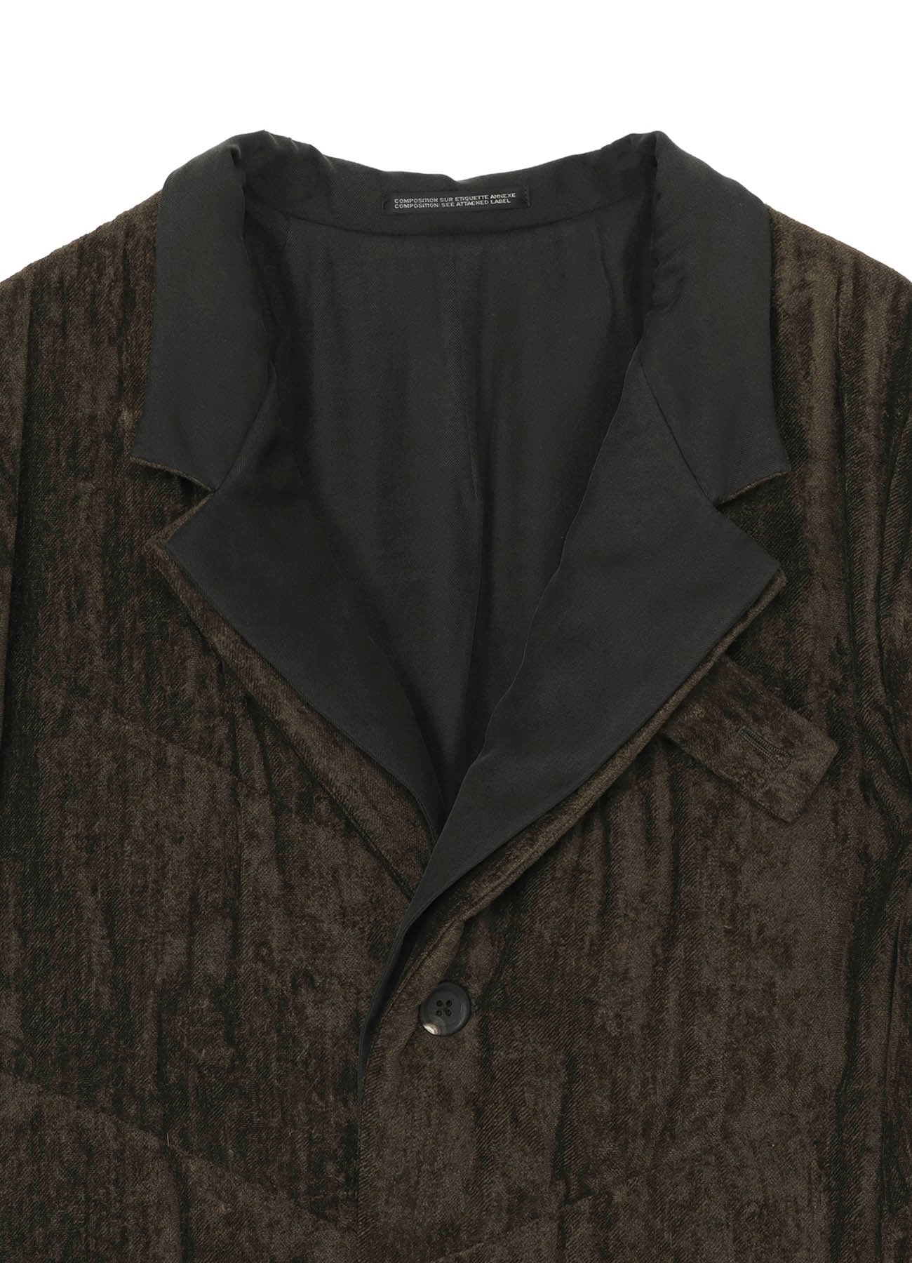 LINEN VELVET 3 BUTTONS DIAGONAL PADDED LONG JACKET