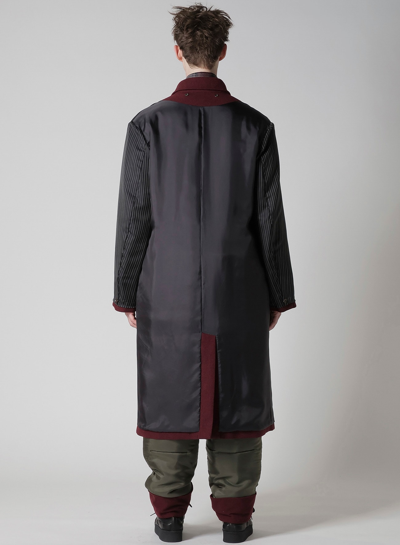BURGUNDY WOOL BELT JACKET WITH LINER