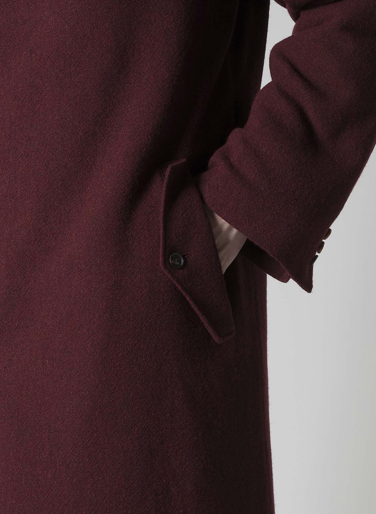 BURGUNDY WOOL BELT JACKET WITH LINER