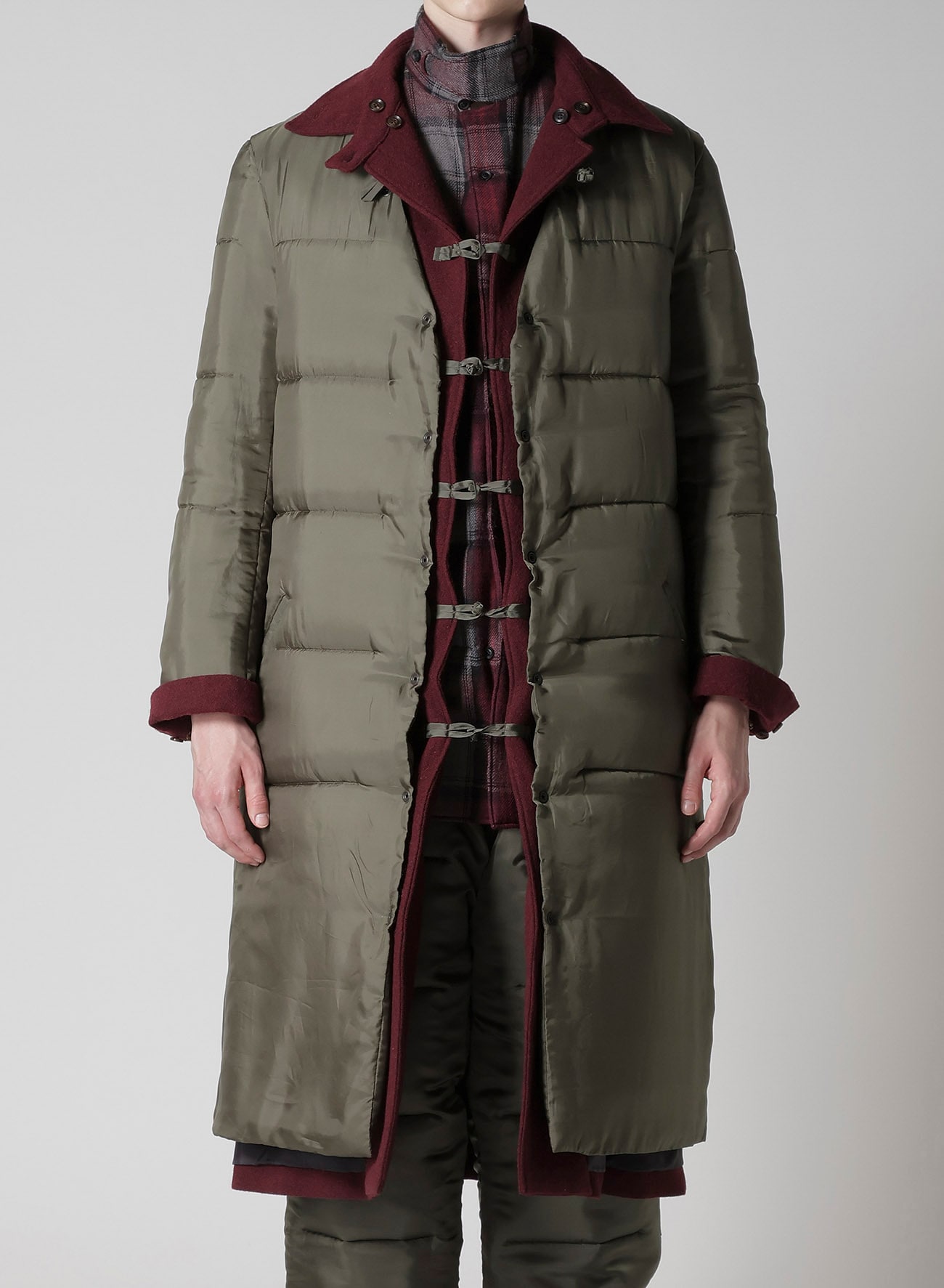 BURGUNDY WOOL BELT JACKET WITH LINER