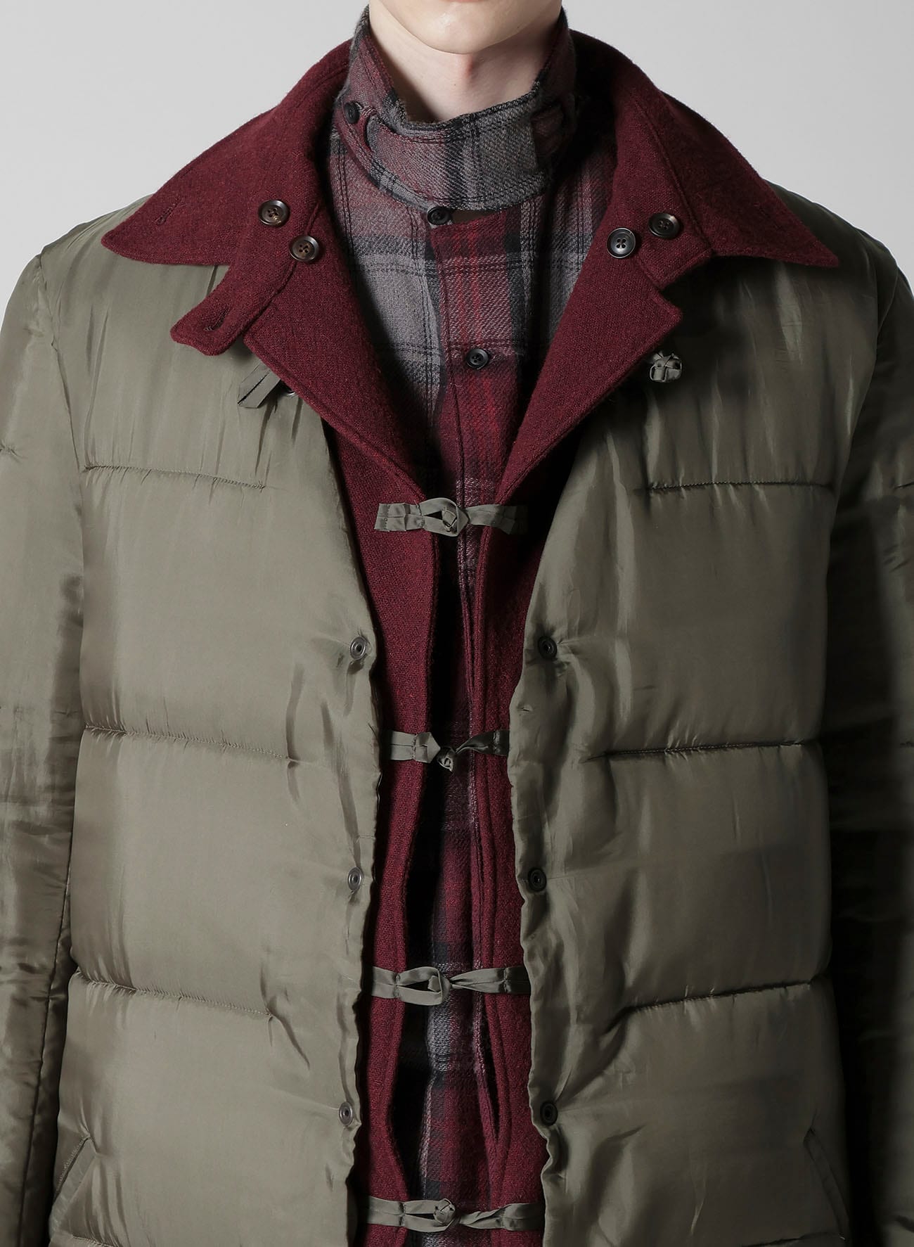 BURGUNDY WOOL BELT JACKET WITH LINER