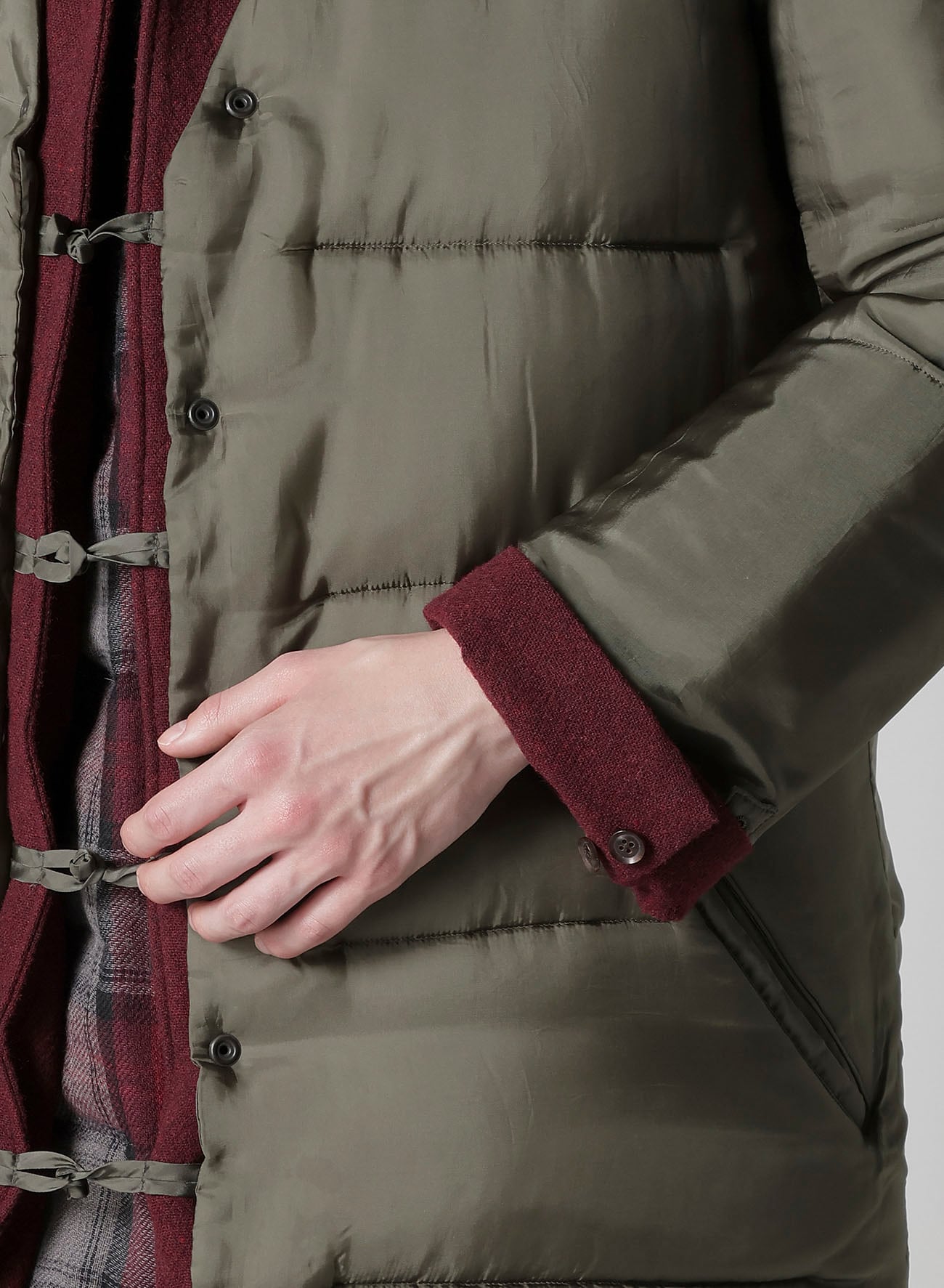 BURGUNDY WOOL BELT JACKET WITH LINER