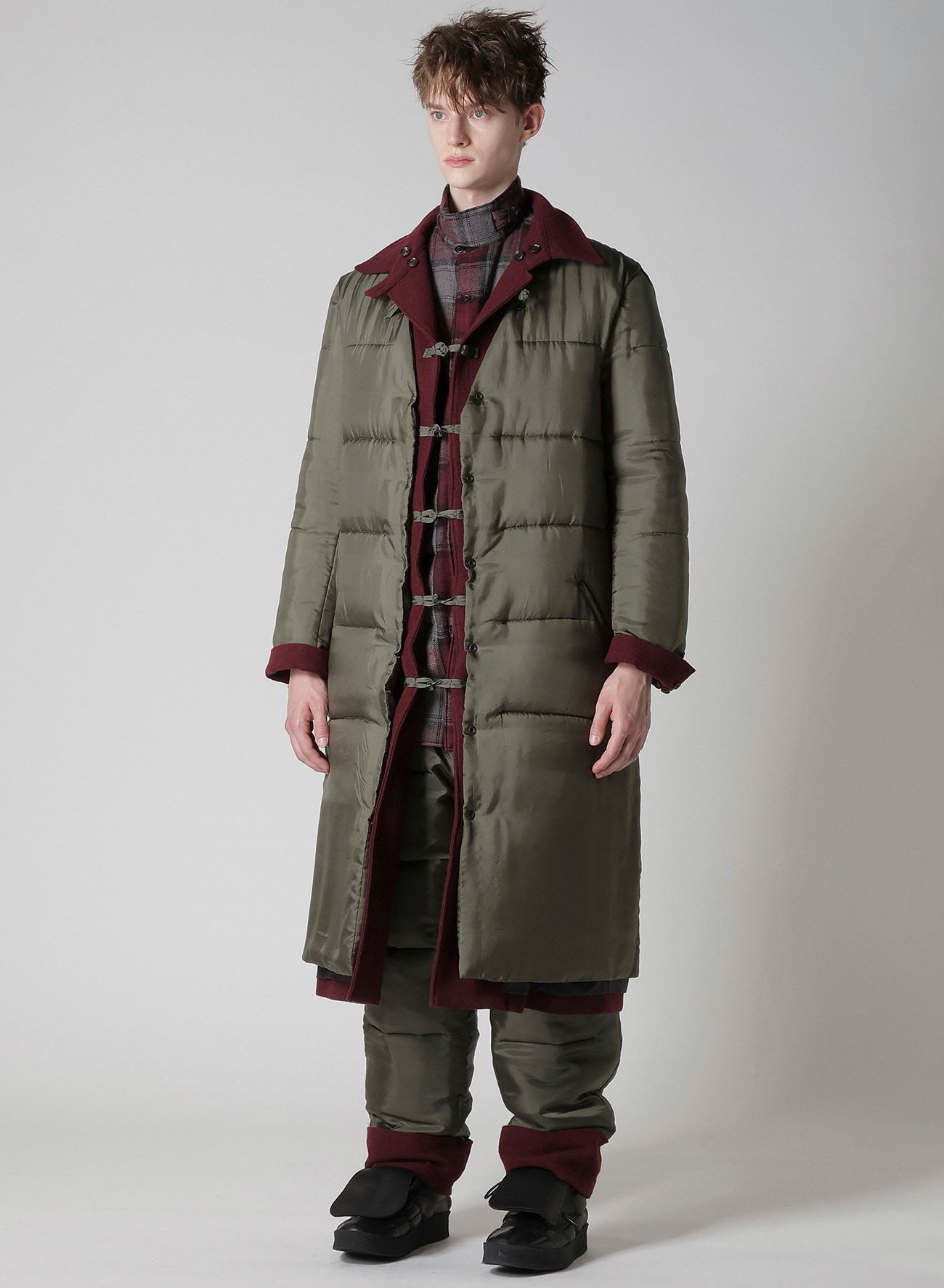 BURGUNDY WOOL BELT JACKET WITH LINER