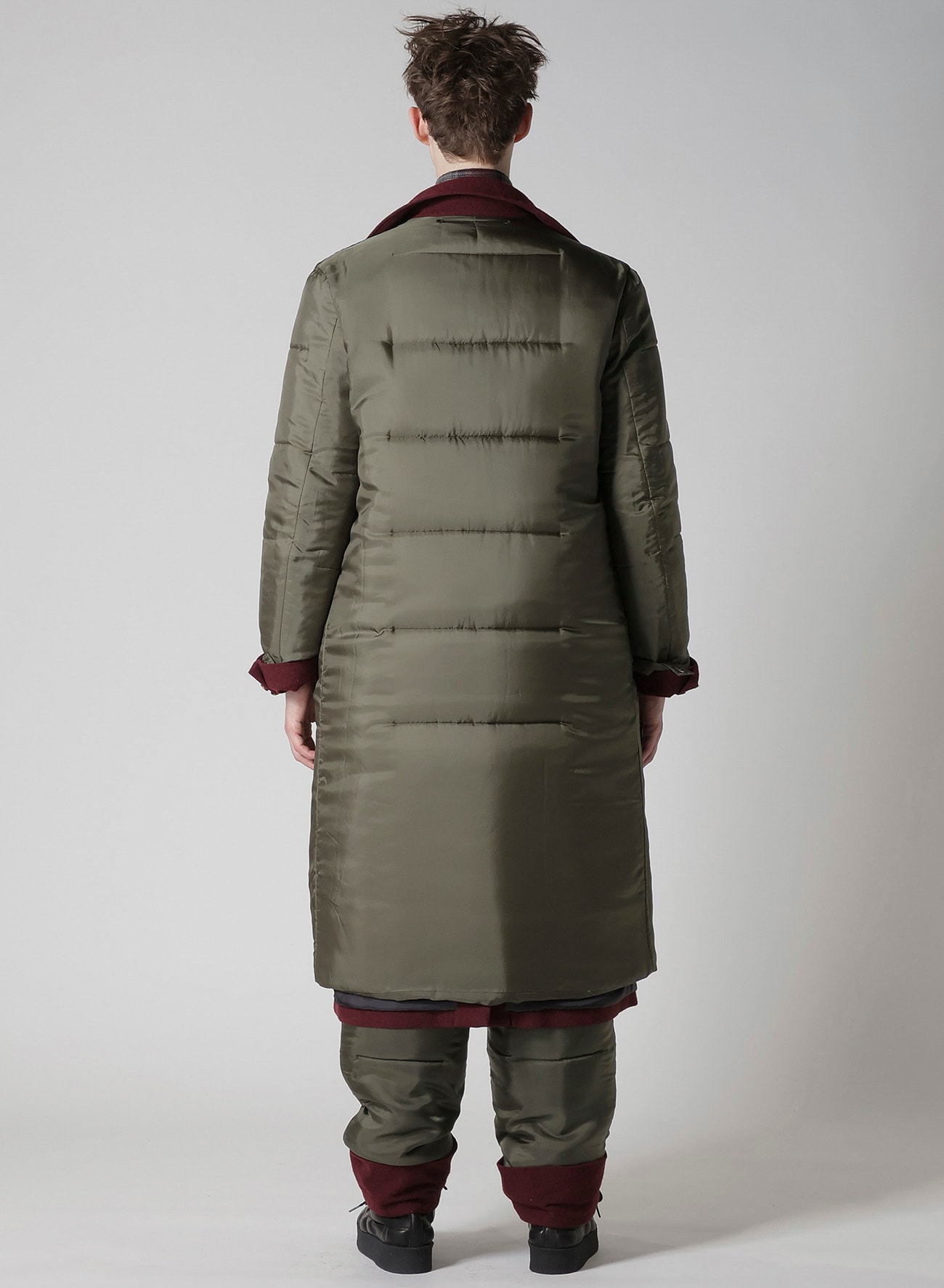 BURGUNDY WOOL BELT JACKET WITH LINER