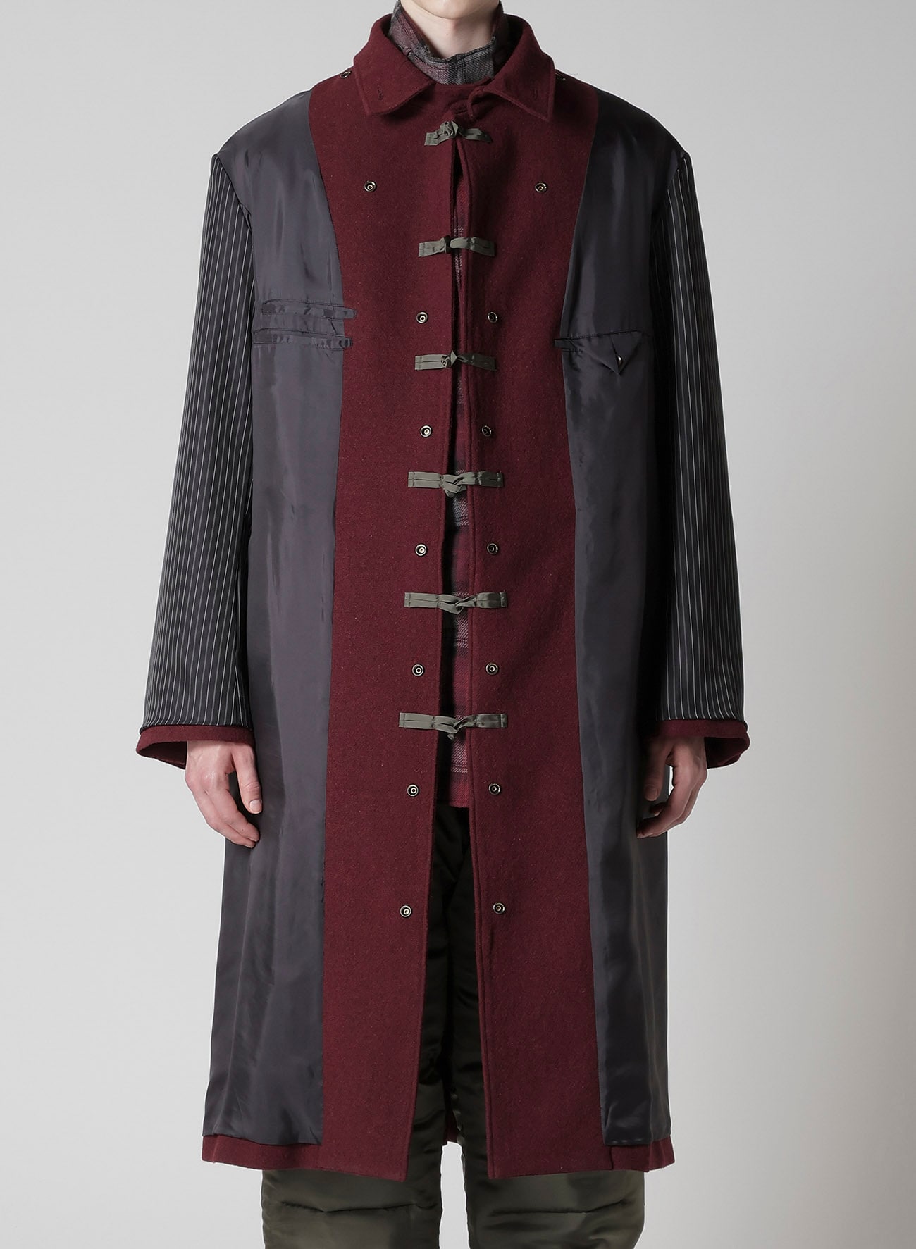 BURGUNDY WOOL BELT JACKET WITH LINER