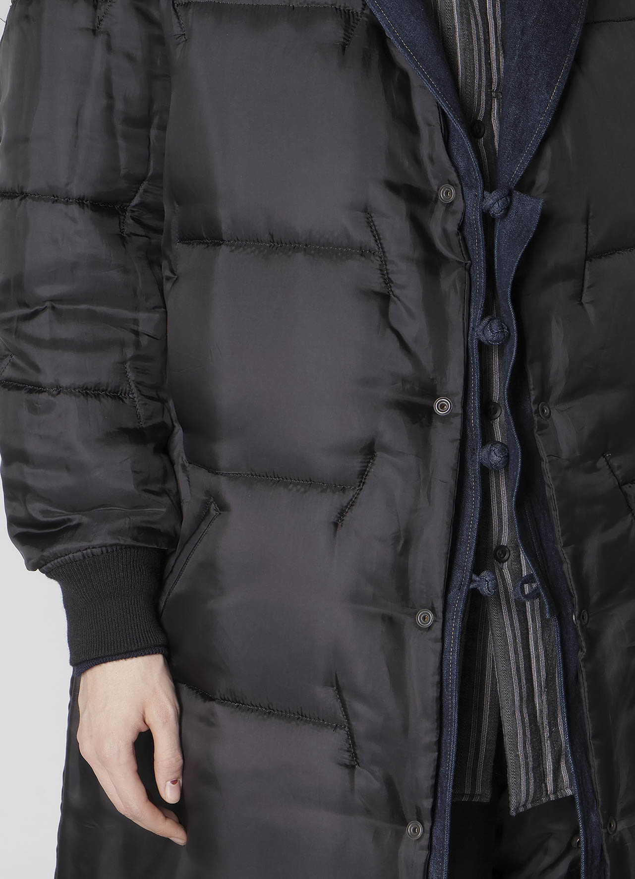 6OZ DENIM MAGIC WASH RIB COMBINATION PEAKED JACKET