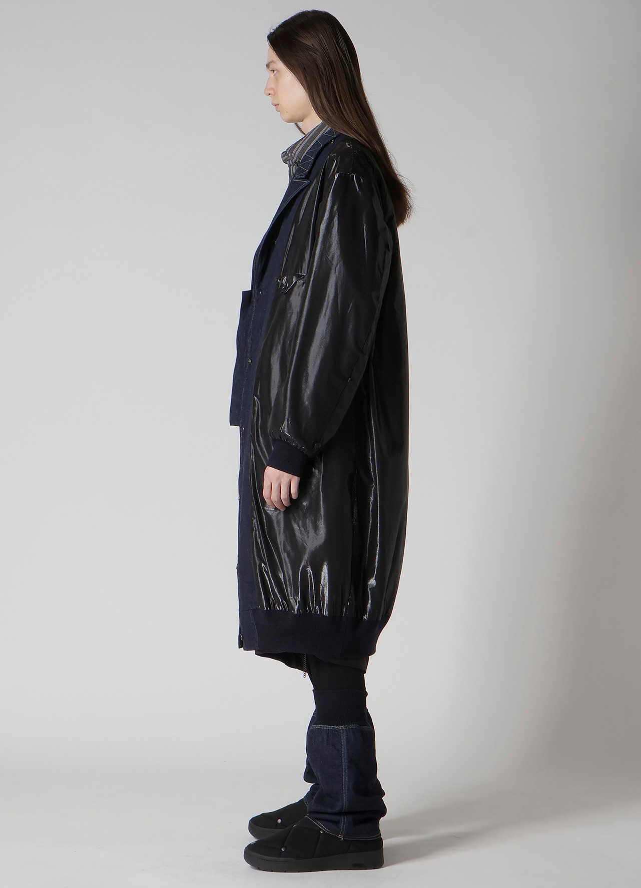 6OZ DENIM MAGIC WASH RIB COMBINATION PEAKED JACKET