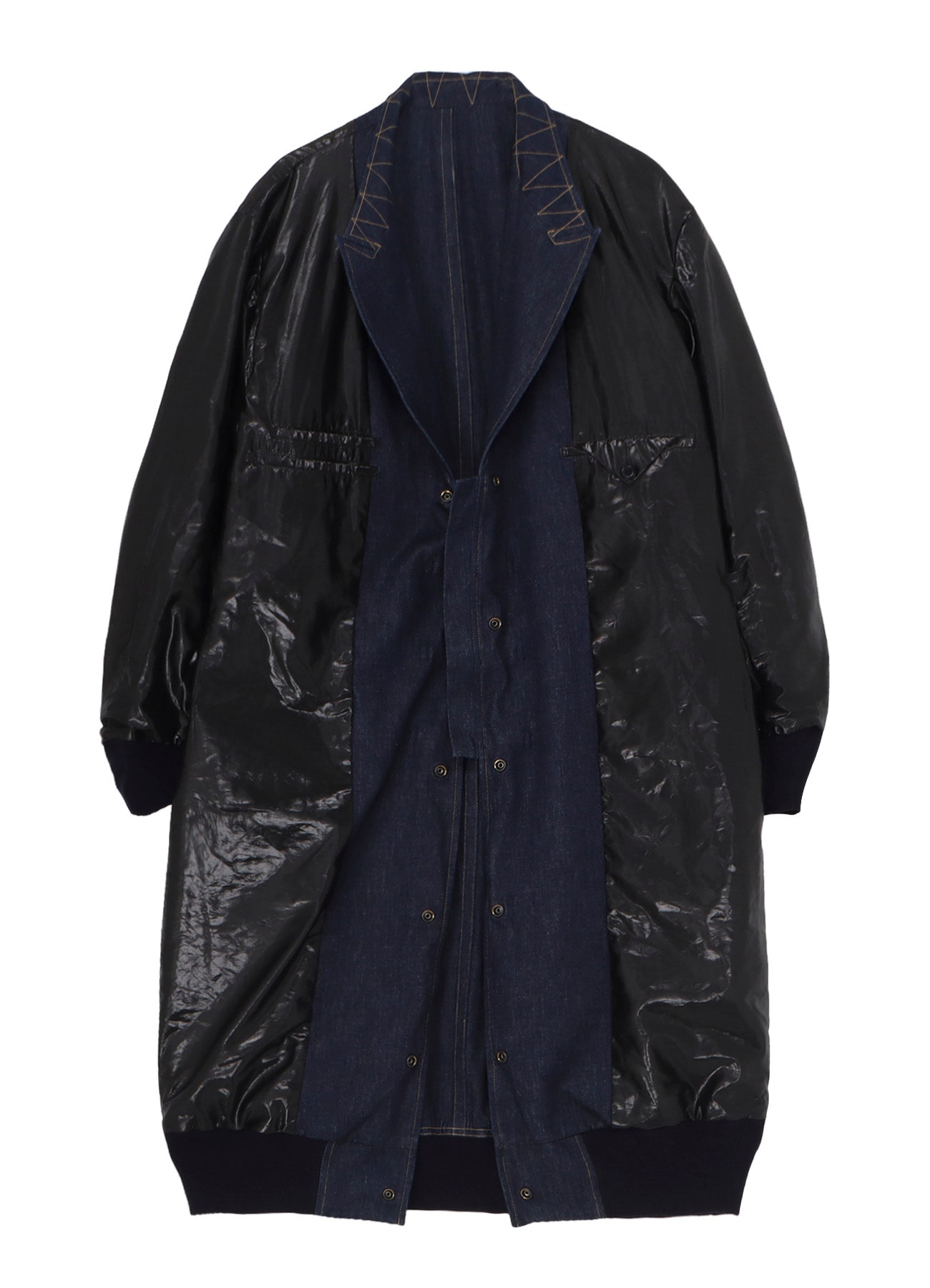 6OZ DENIM MAGIC WASH RIB COMBINATION PEAKED JACKET