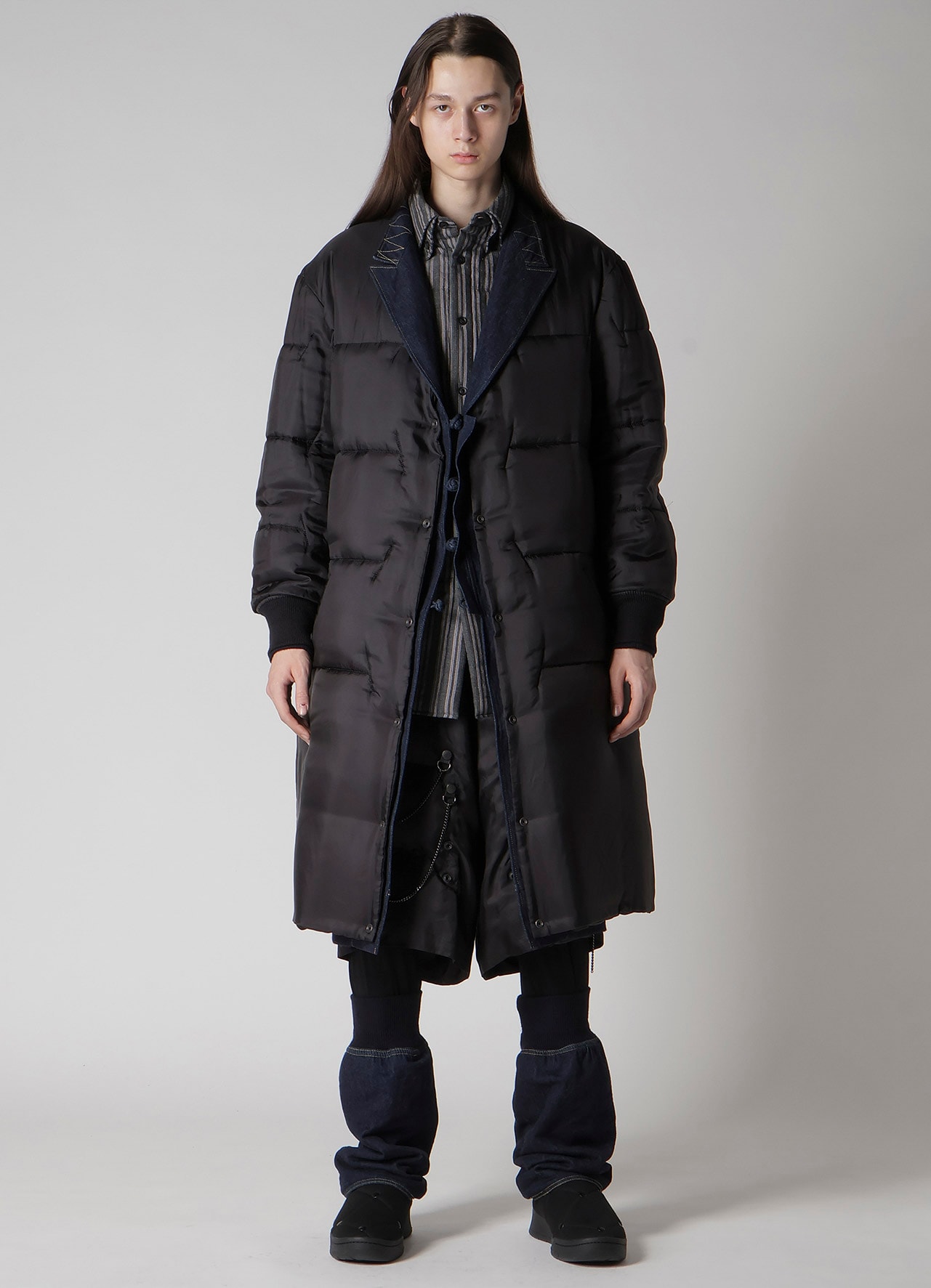 6OZ DENIM MAGIC WASH RIB COMBINATION PEAKED JACKET