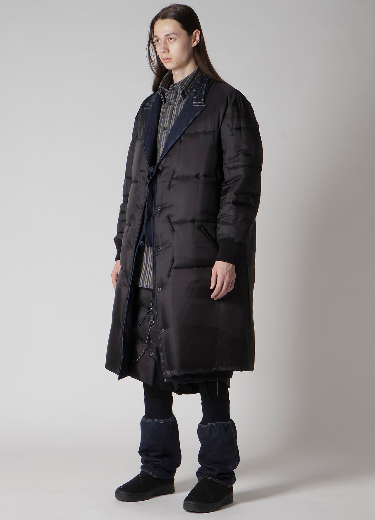 6OZ DENIM MAGIC WASH RIB COMBINATION PEAKED JACKET