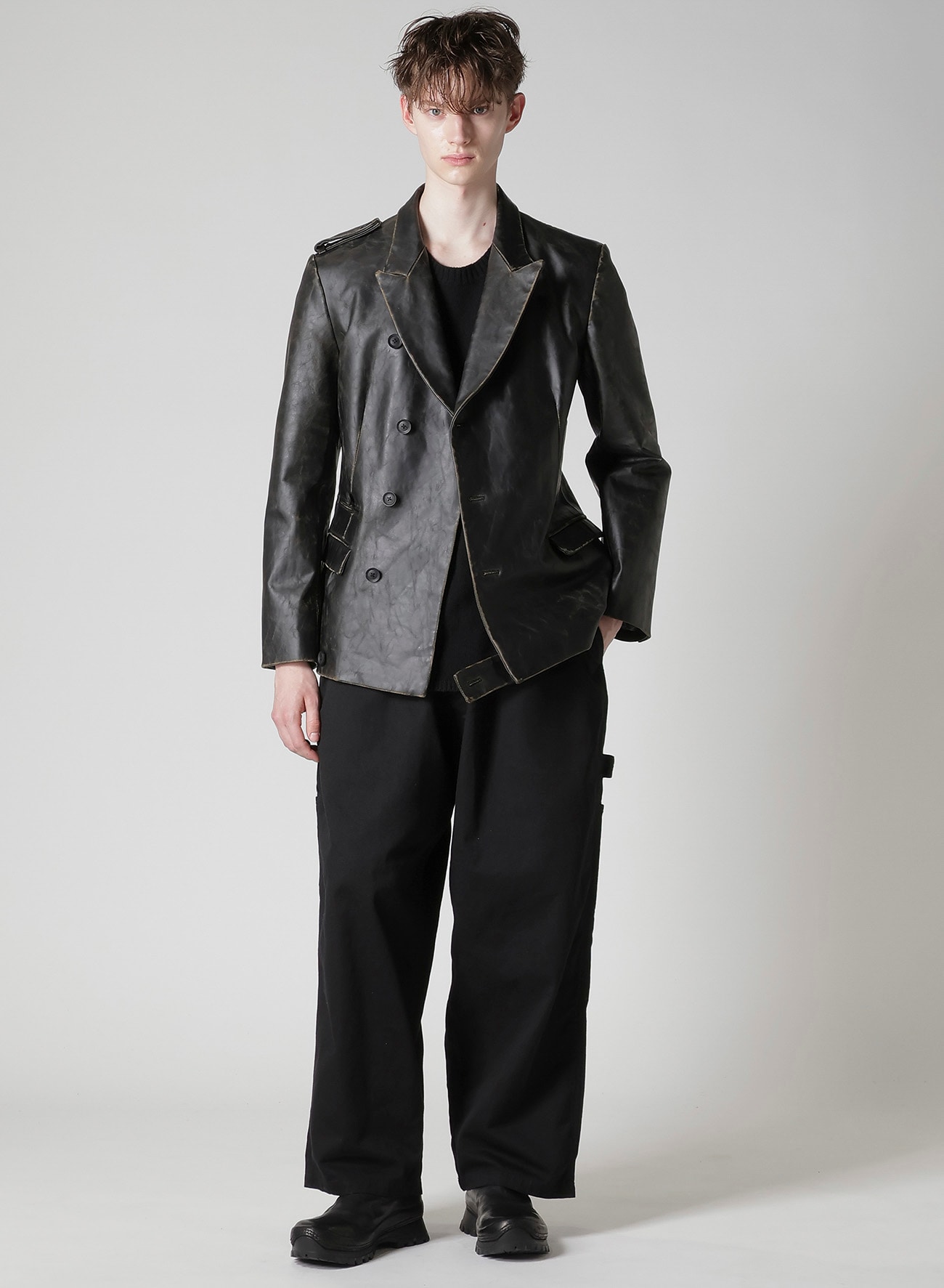JAPAN HORSE LEATHER CLAP PEACKED LAPEL JACKET