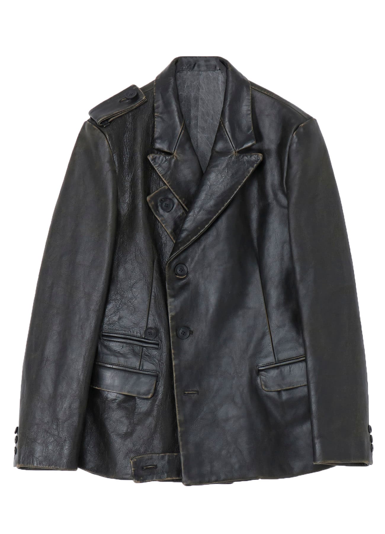 JAPAN HORSE LEATHER CLAP PEACKED LAPEL JACKET