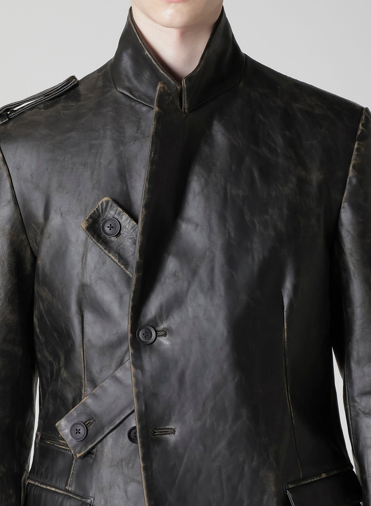 JAPAN HORSE LEATHER CLAP PEACKED LAPEL JACKET