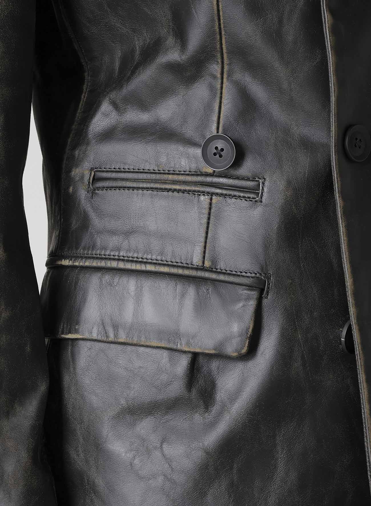 JAPAN HORSE LEATHER CLAP PEACKED LAPEL JACKET