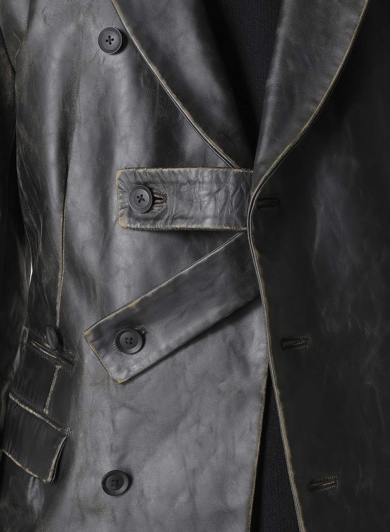 JAPAN HORSE LEATHER CLAP PEACKED LAPEL JACKET