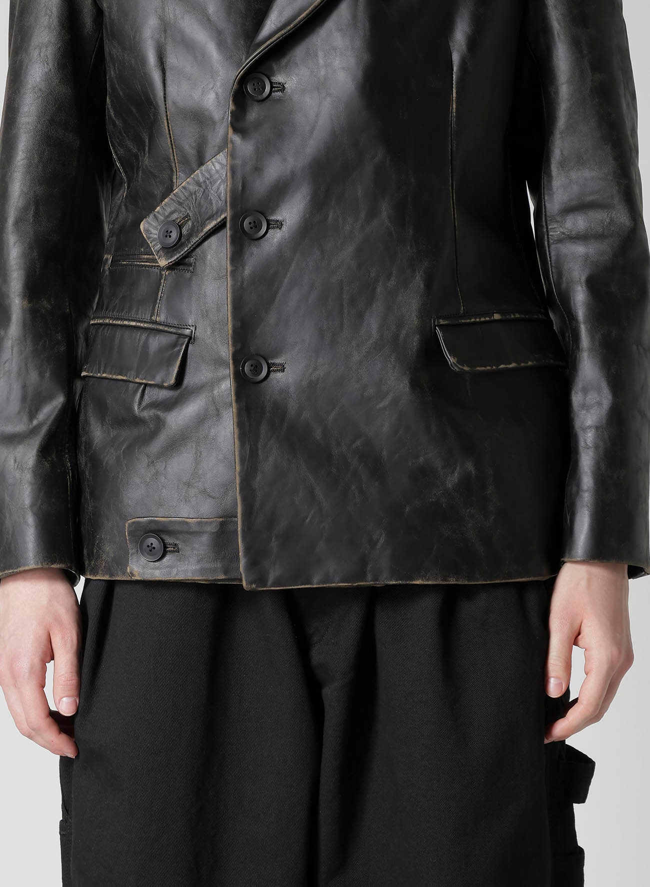 JAPAN HORSE LEATHER CLAP PEACKED LAPEL JACKET