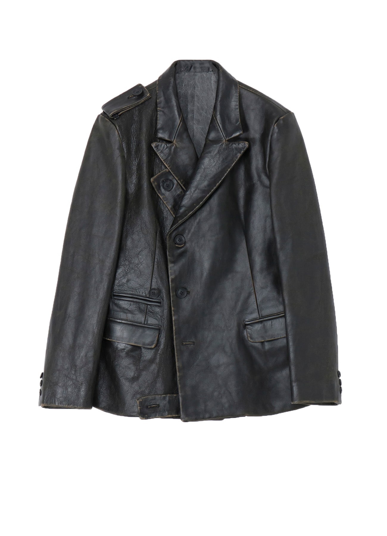 JAPAN HORSE LEATHER CLAP PEACKED LAPEL JACKET