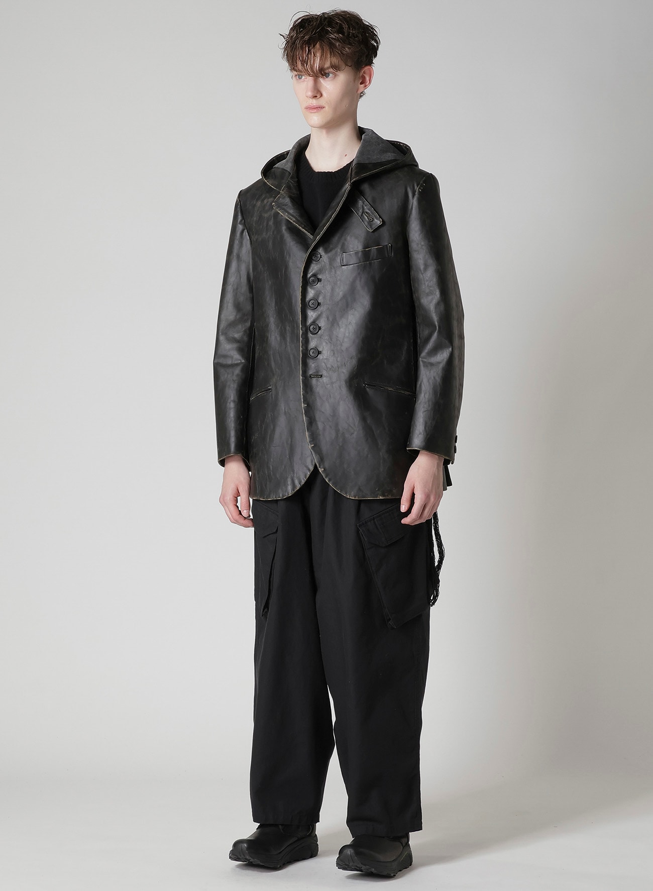 JAPAN HORSE LEATHER CLAP HOODED JACKET