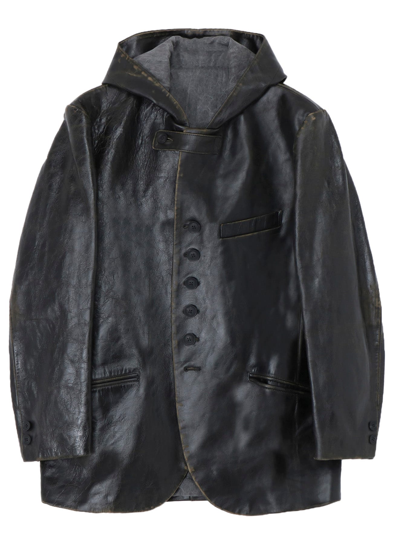 JAPAN HORSE LEATHER CLAP HOODED JACKET