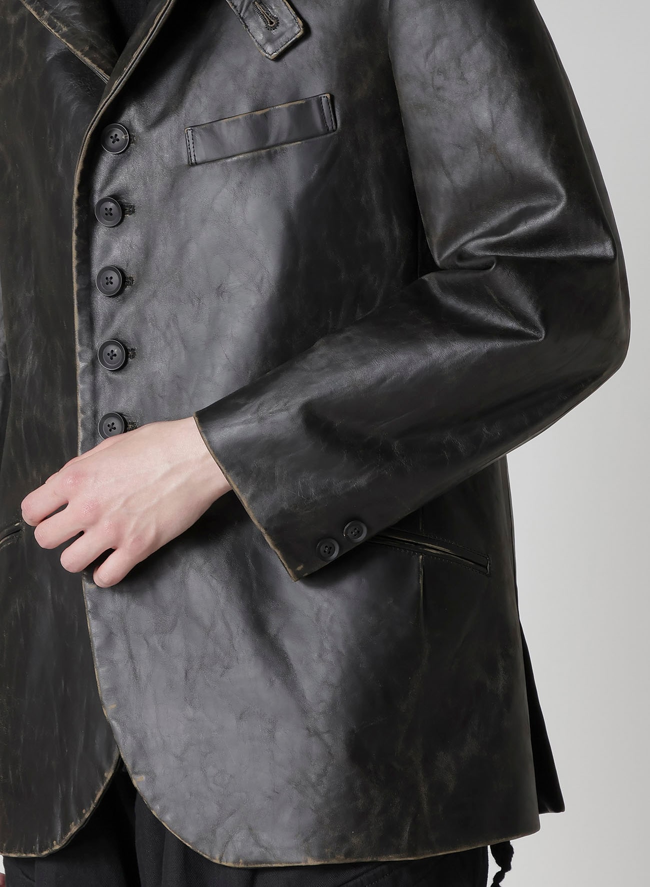 JAPAN HORSE LEATHER CLAP HOODED JACKET