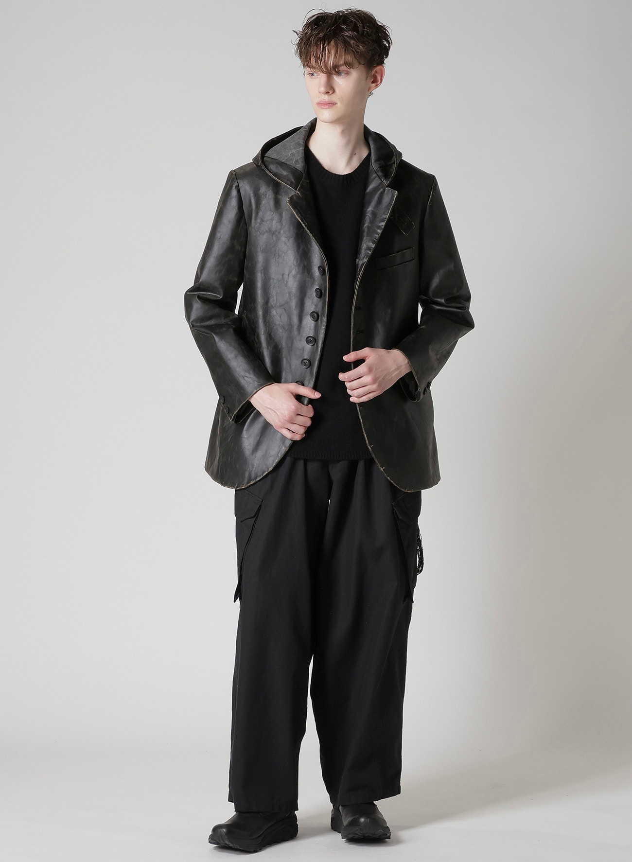 JAPAN HORSE LEATHER CLAP HOODED JACKET