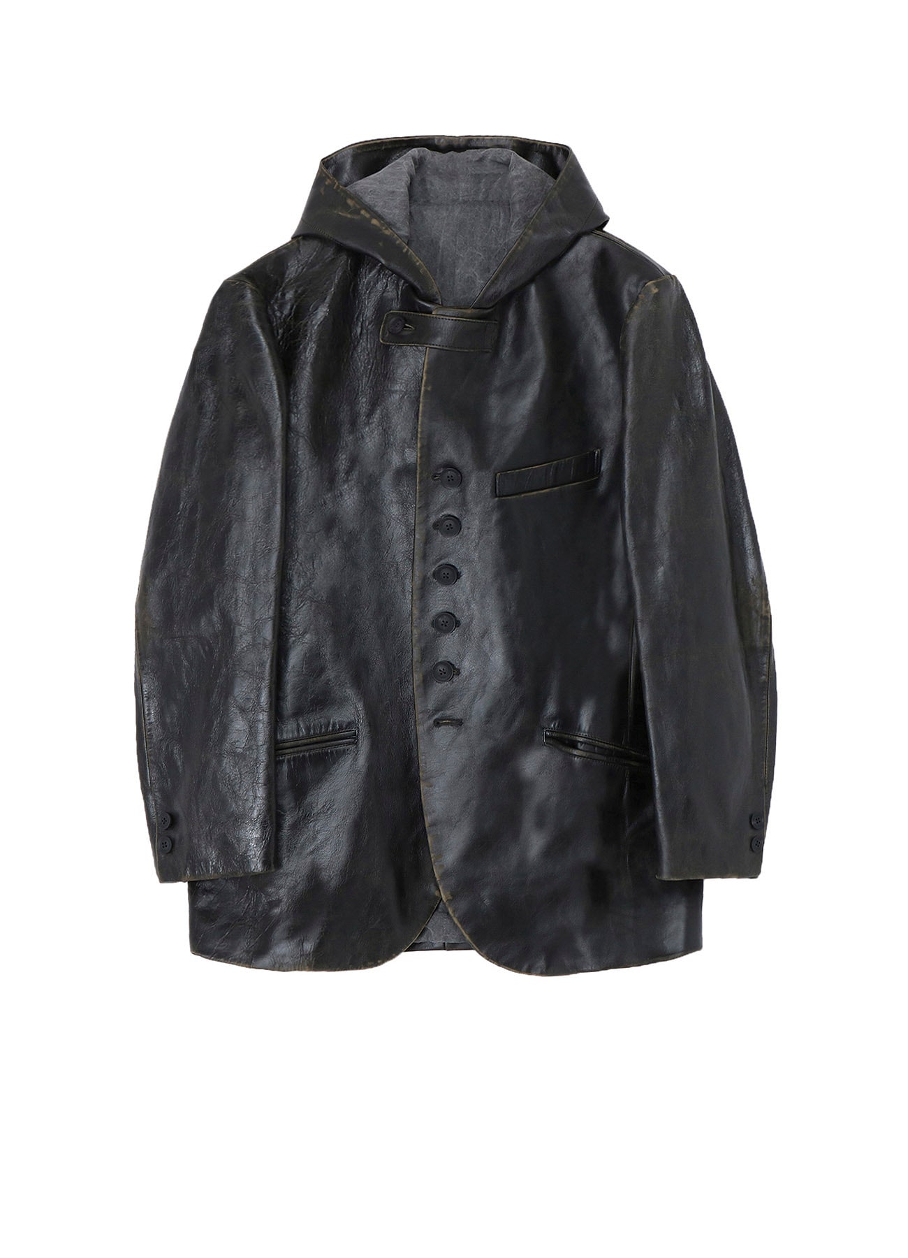 JAPAN HORSE LEATHER CLAP HOODED JACKET