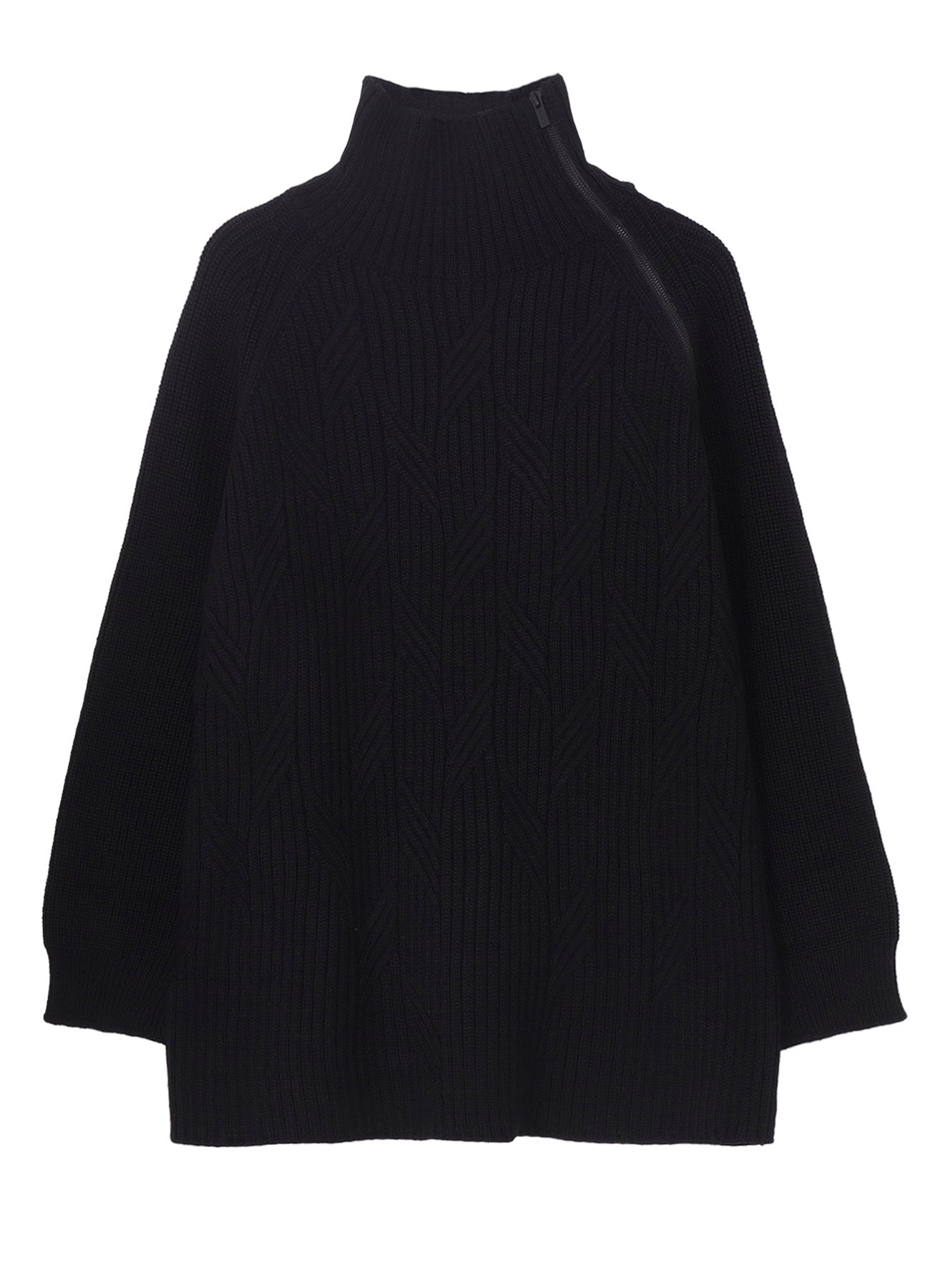 5G1P CABLE+CARDIGAN STITCH SIDE ZIP HIGN NECK PO