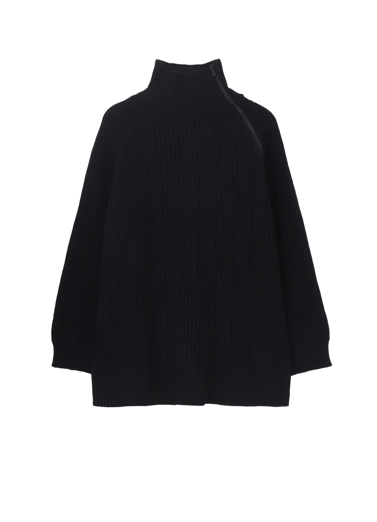 5G1P CABLE+CARDIGAN STITCH SIDE ZIP HIGN NECK PO