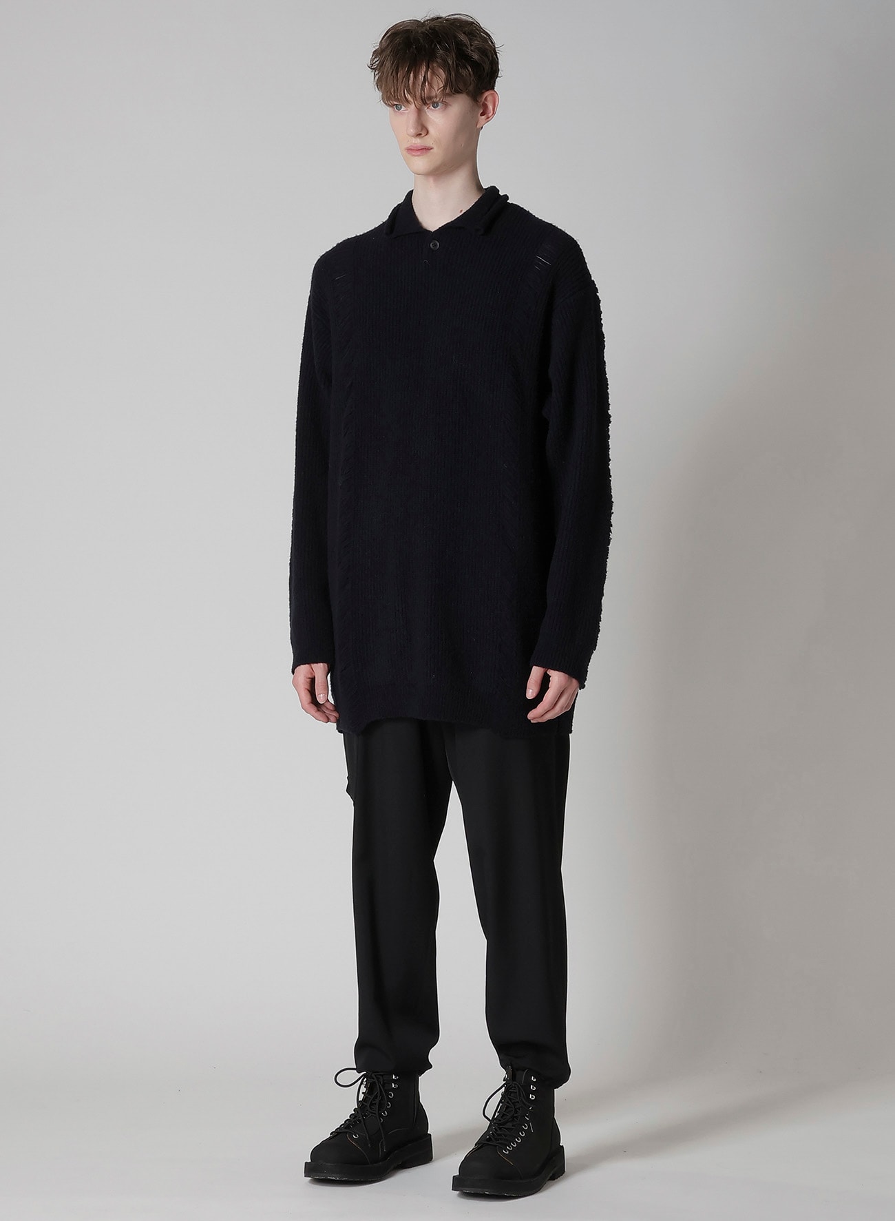 7G3P HALF CARDIGAN ONE BUTTON POLO PO