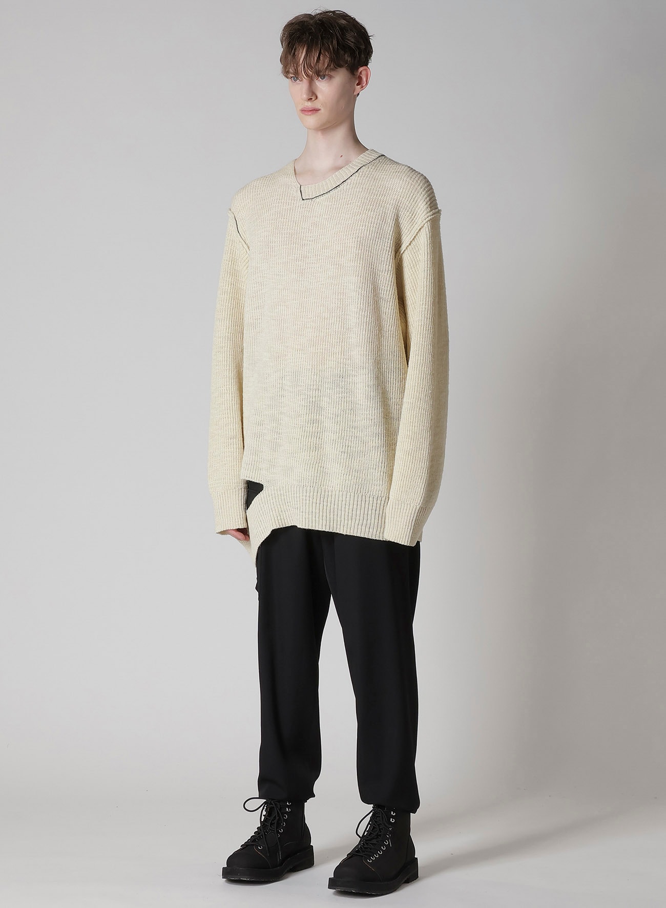 HALF CARDIGAN ASYMMETRY NECKLINE PO
