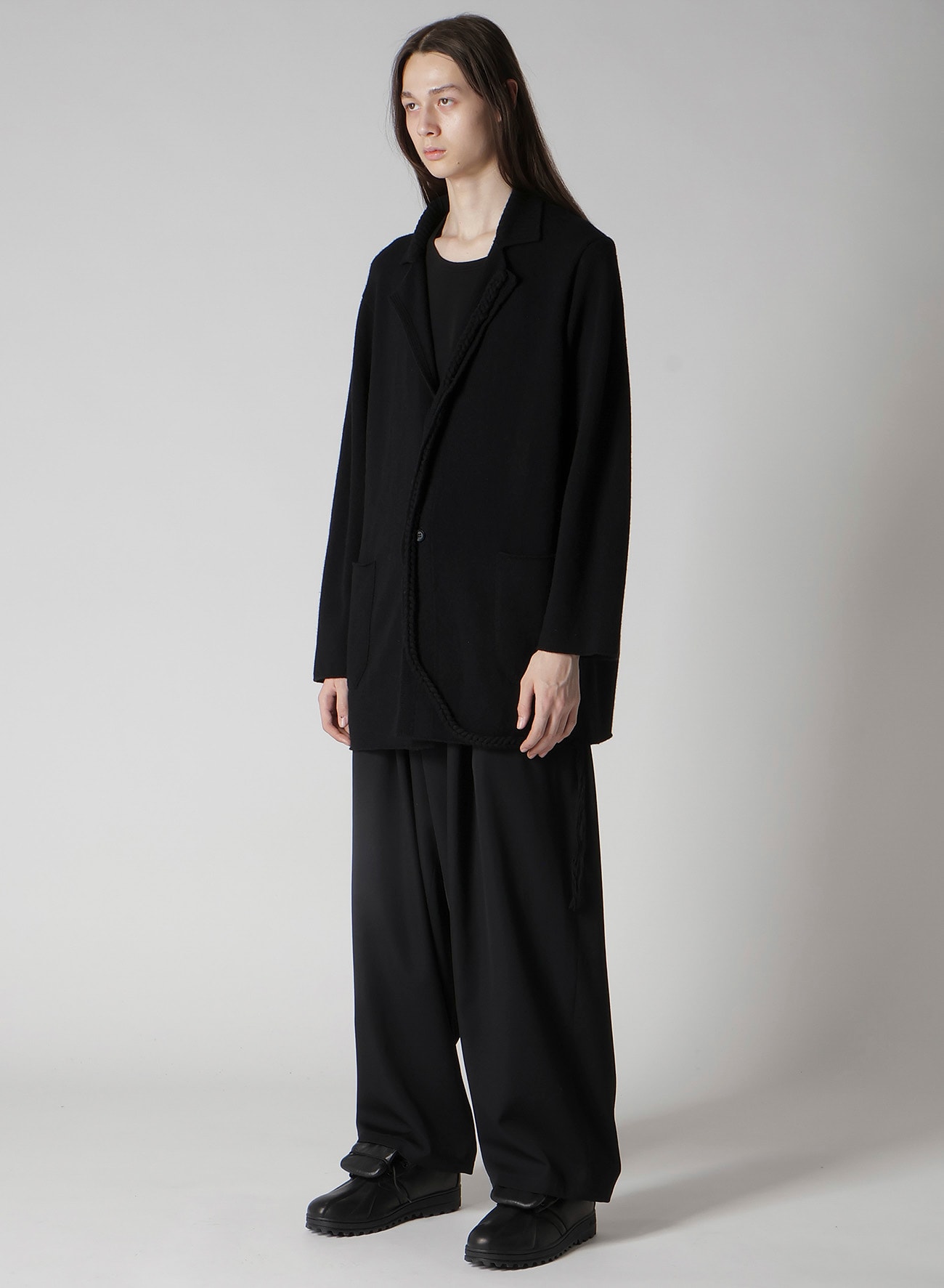 7G1P PLAIN STITCH WITH STRING STRING DETAIL JACKET(FREE SIZE