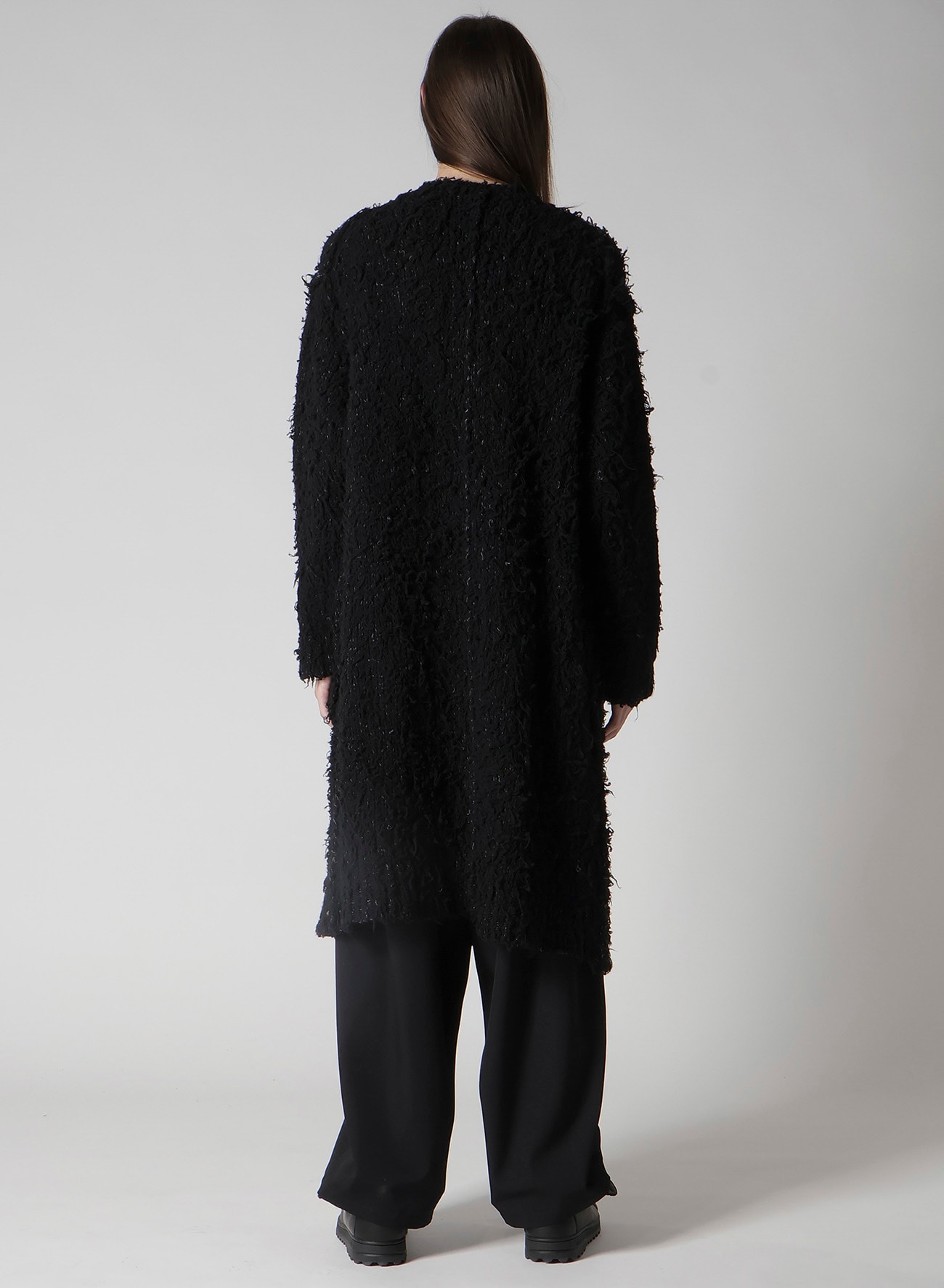3G1P BRUSHED PLAIN STITCH LONG CARDIGAN