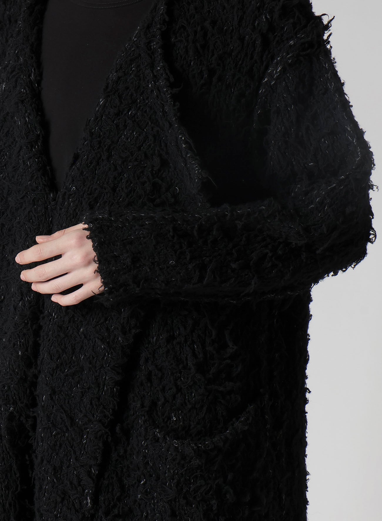 3G1P BRUSHED PLAIN STITCH LONG CARDIGAN