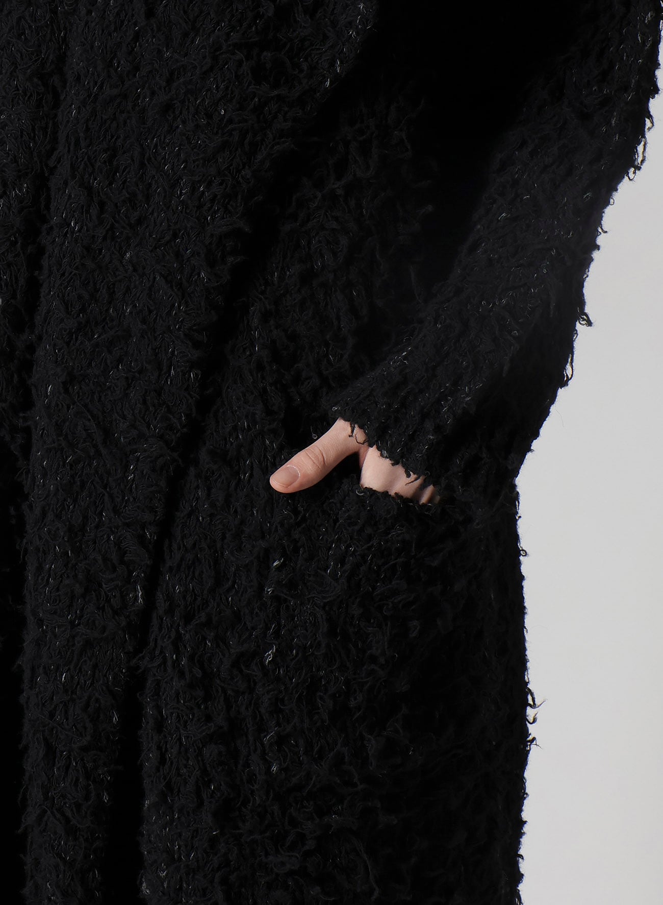 3G1P BRUSHED PLAIN STITCH LONG CARDIGAN