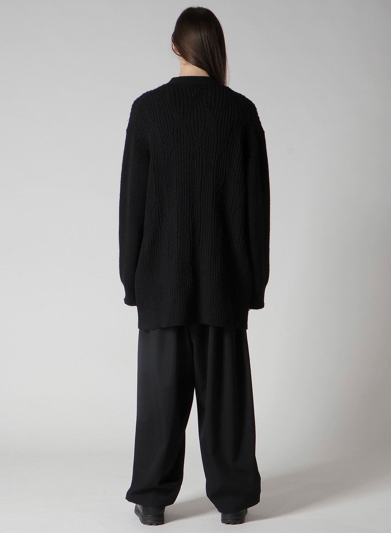 5G1P CABLE+CARDIGAN STITCH ZIP V NECK CARDIGAN