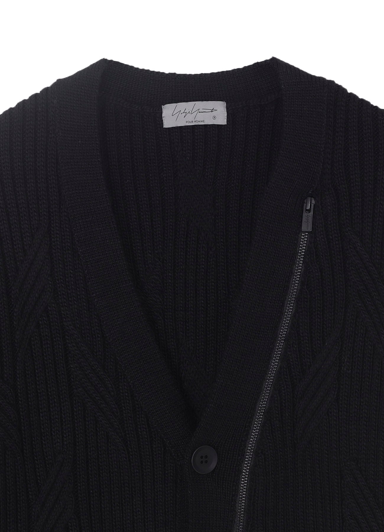 5G1P CABLE+CARDIGAN STITCH ZIP V NECK CARDIGAN
