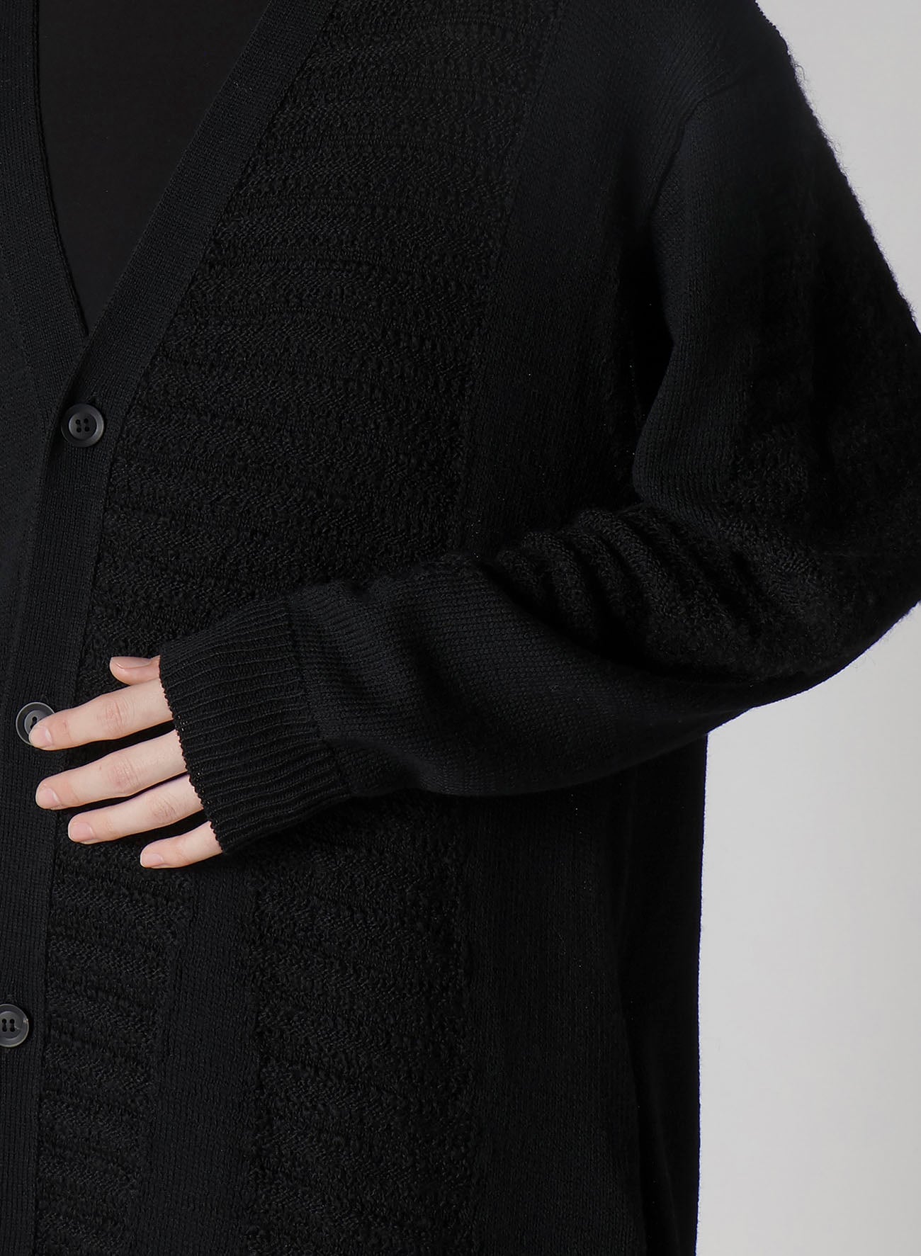 5G1P COMBINATION KNIT COMBINATION V NECK CARDIGAN