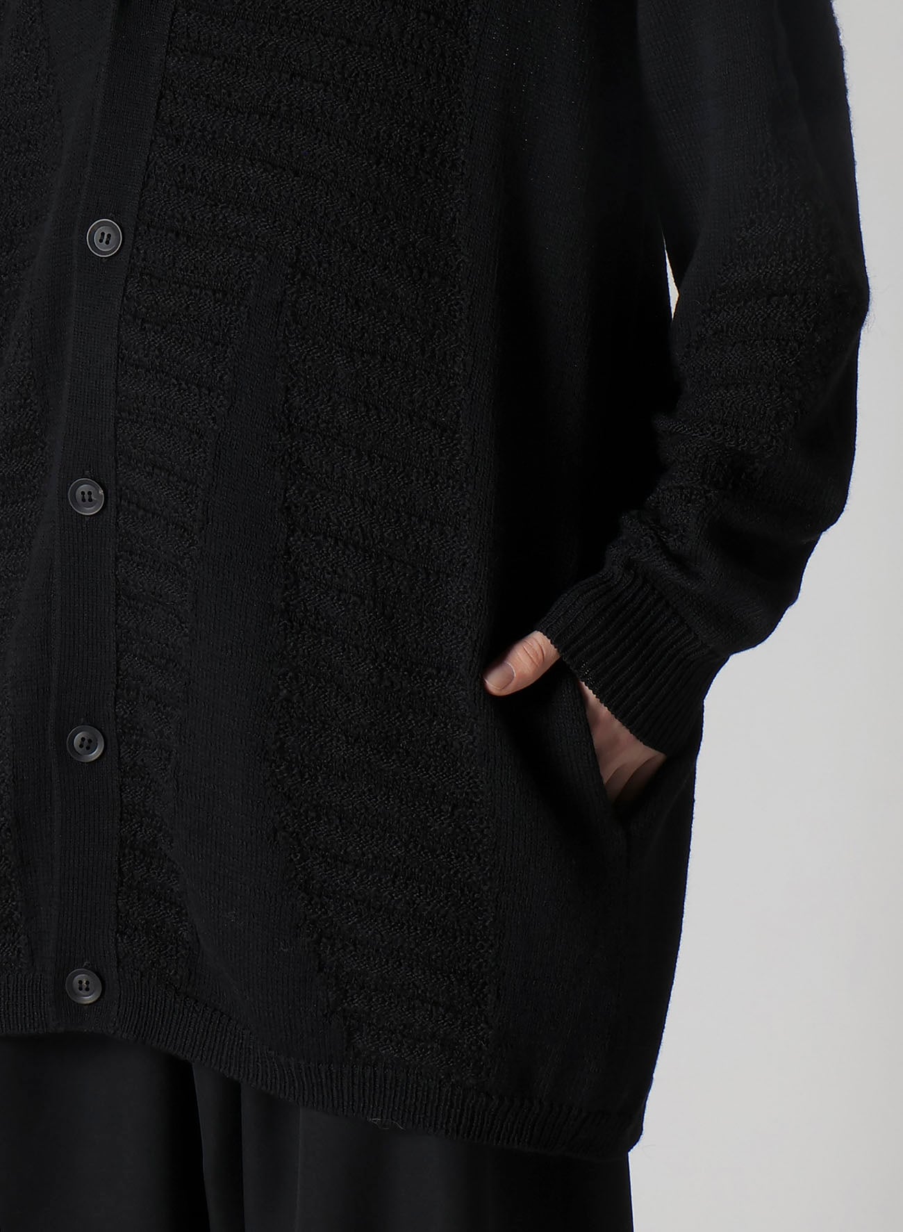 5G1P COMBINATION KNIT COMBINATION V NECK CARDIGAN
