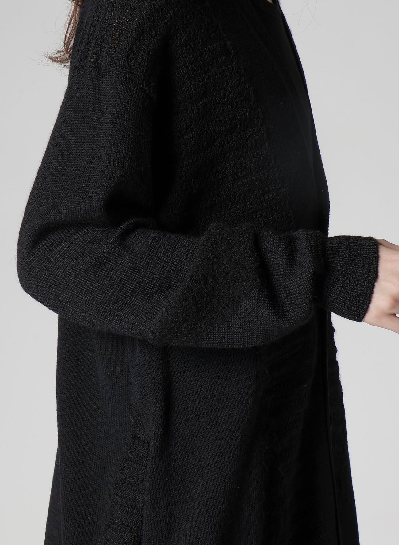 5G1P COMBINATION KNIT COMBINATION V NECK CARDIGAN