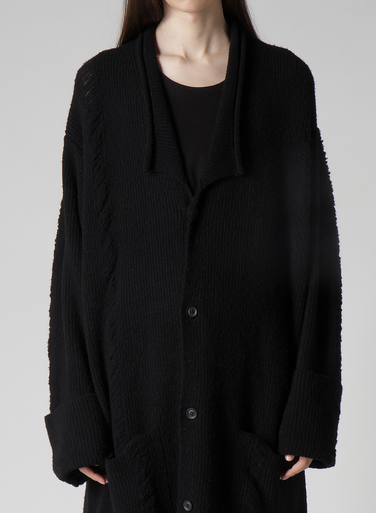 7G3P HALF CARDIGAN CRUSHED LONG CARDIGAN