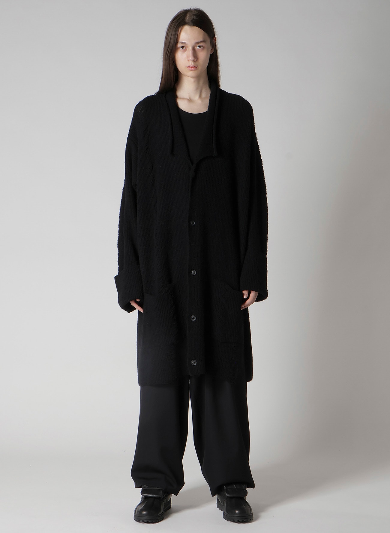 7G3P HALF CARDIGAN CRUSHED LONG CARDIGAN