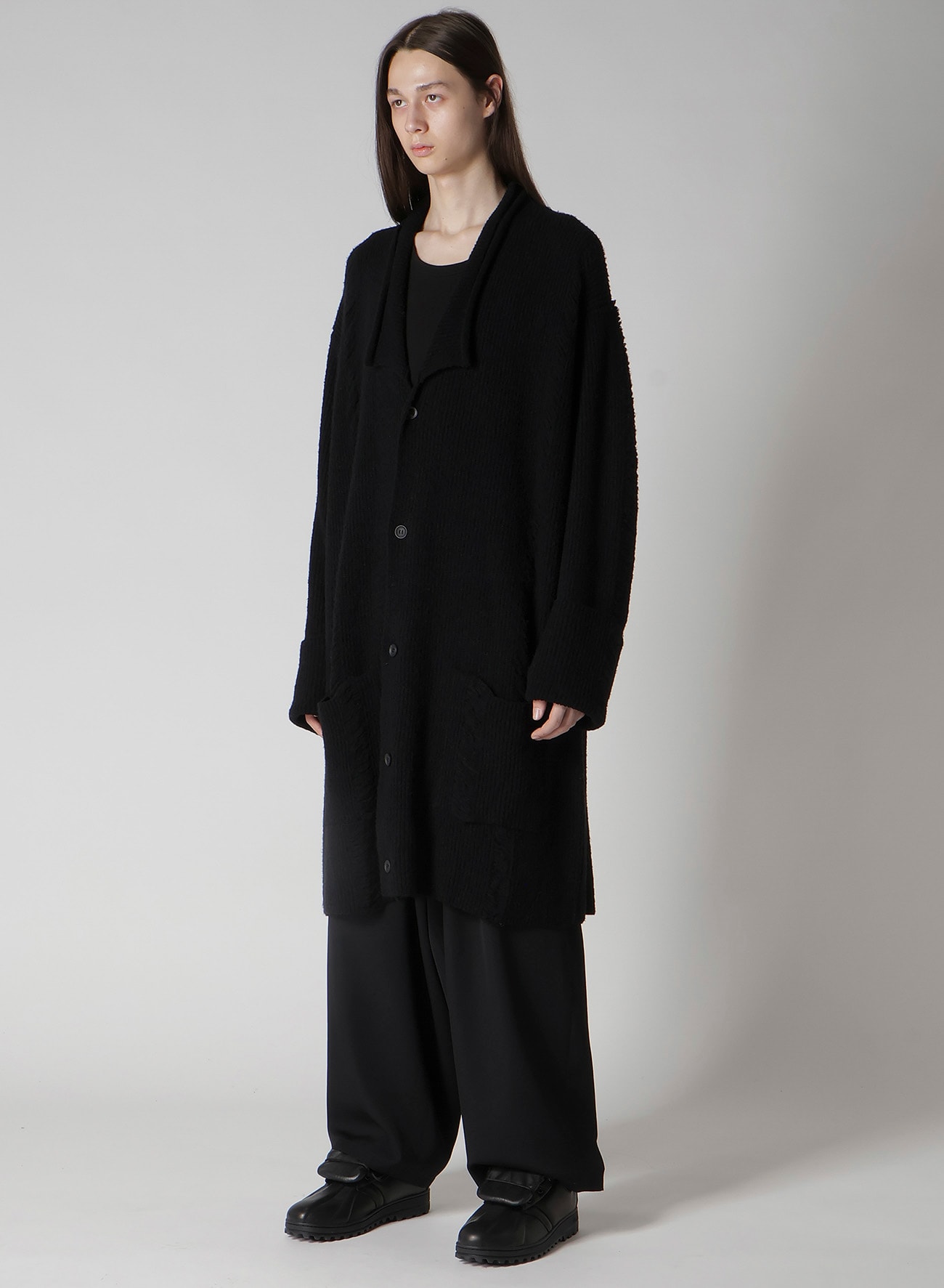 7G3P HALF CARDIGAN CRUSHED LONG CARDIGAN