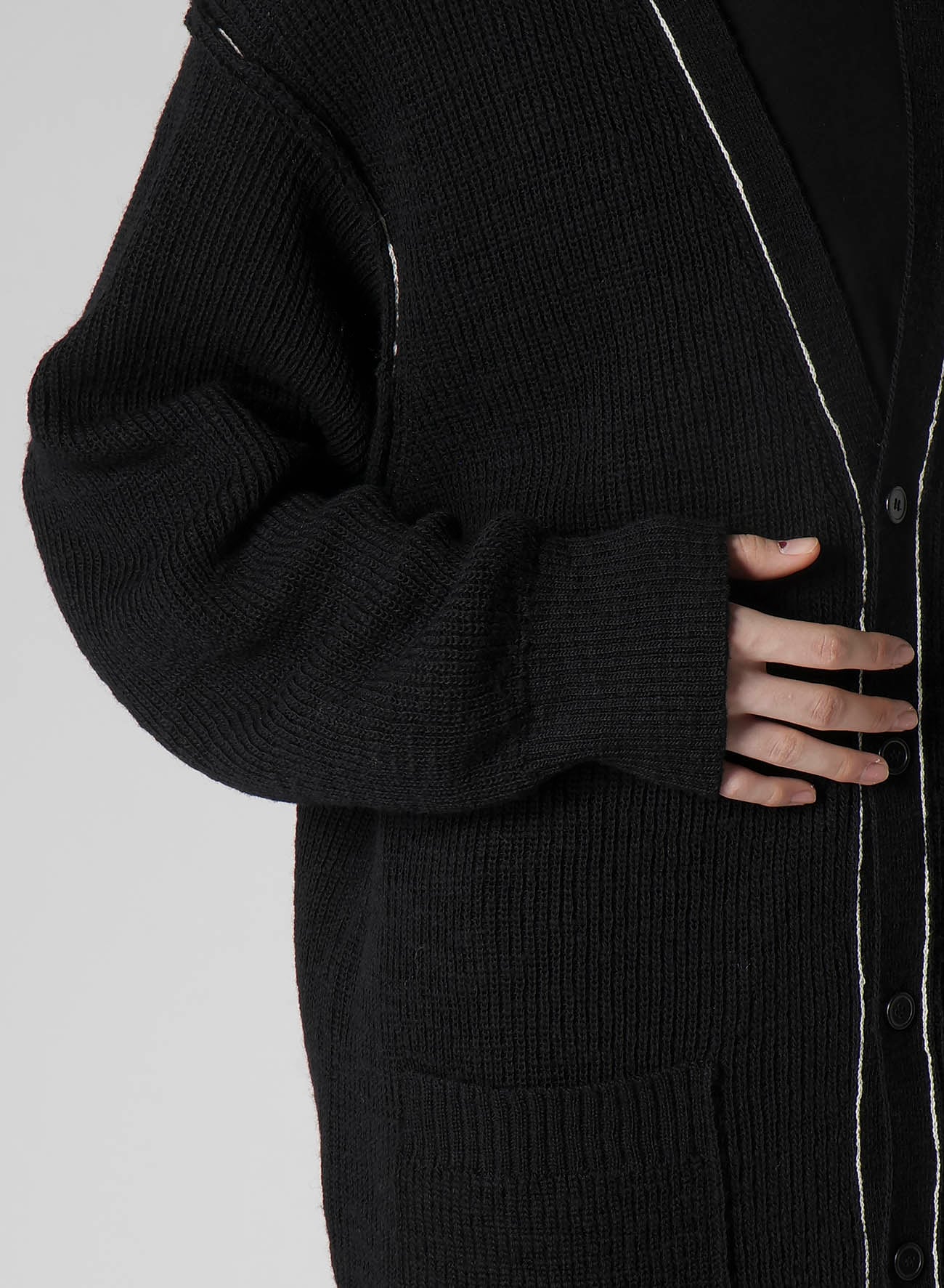 HALF CARDIGAN SLIT DETAIL V NECK CARDIGAN