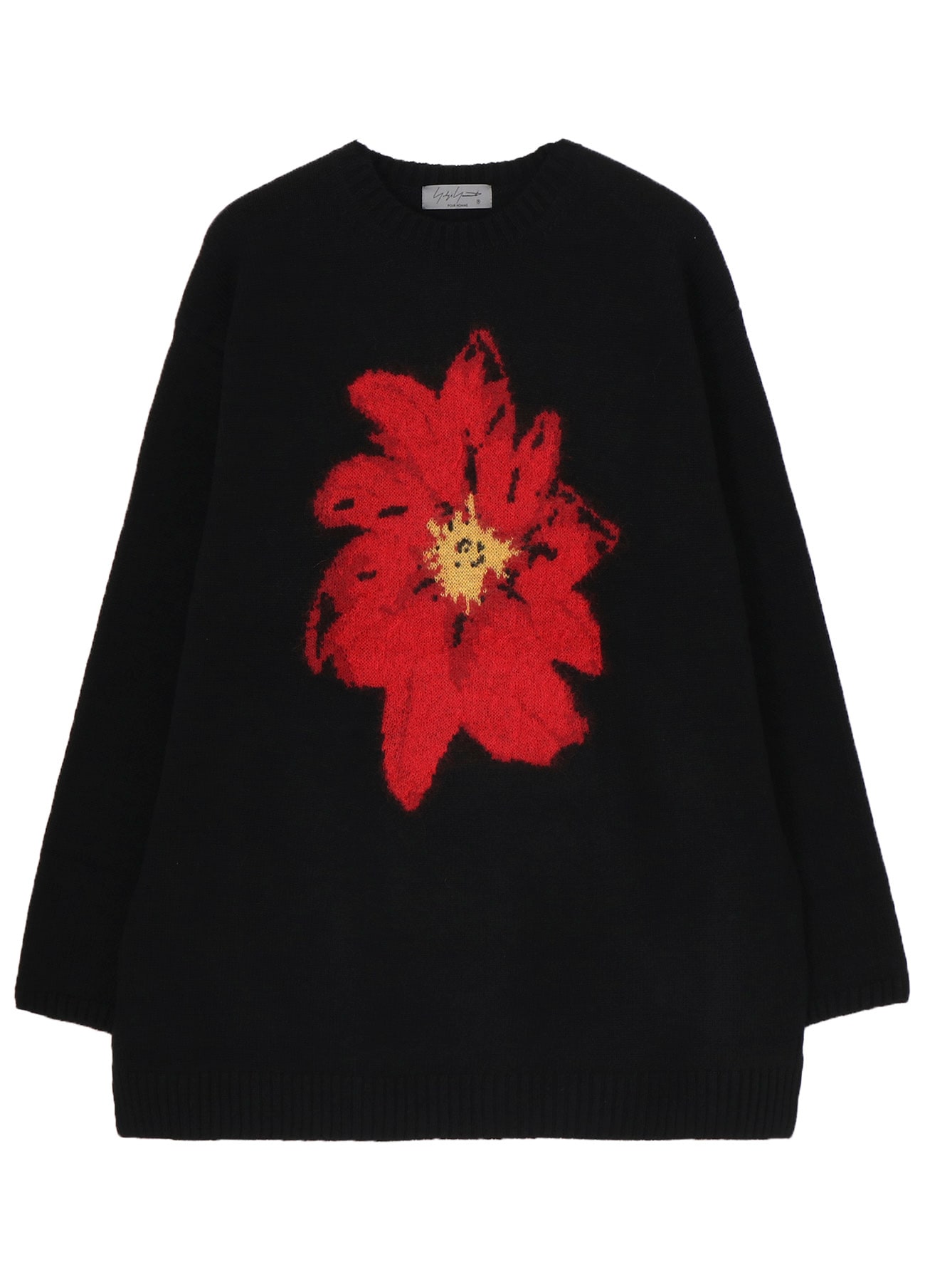 FLOWER DESIGNED CREW NECK KNIT