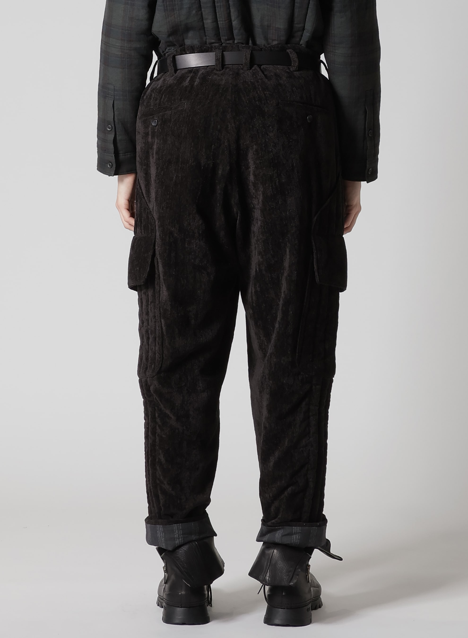 LINEN VELVET OUT POCKET PADDED PANTS