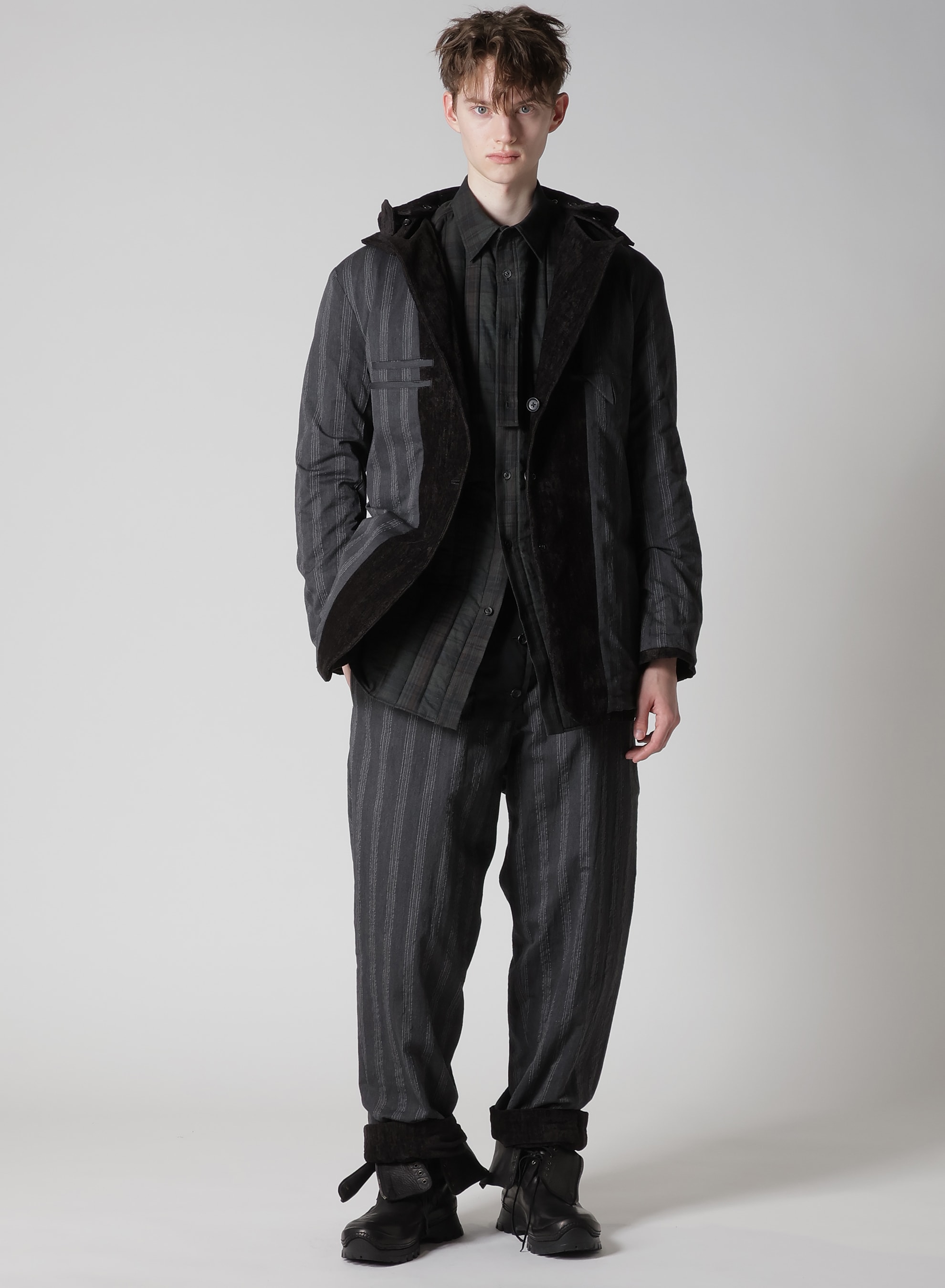 LINEN VELVET OUT POCKET PADDED PANTS