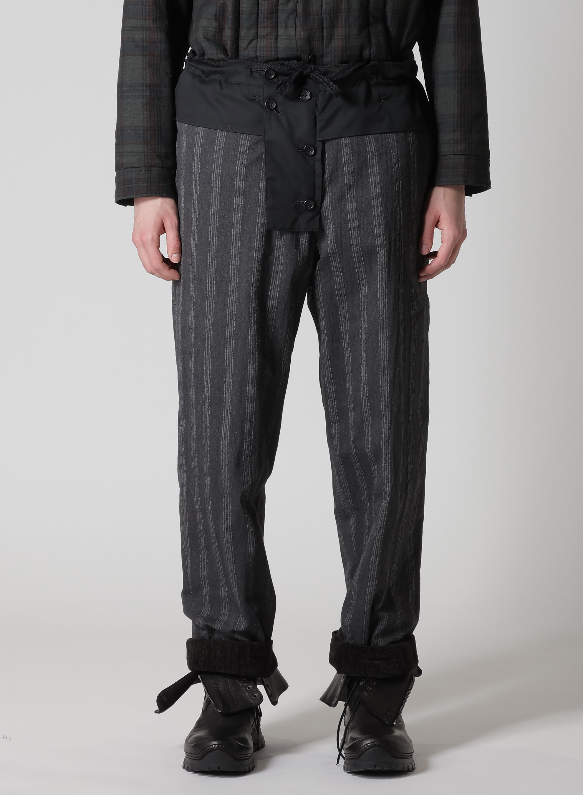 LINEN VELVET OUT POCKET PADDED PANTS